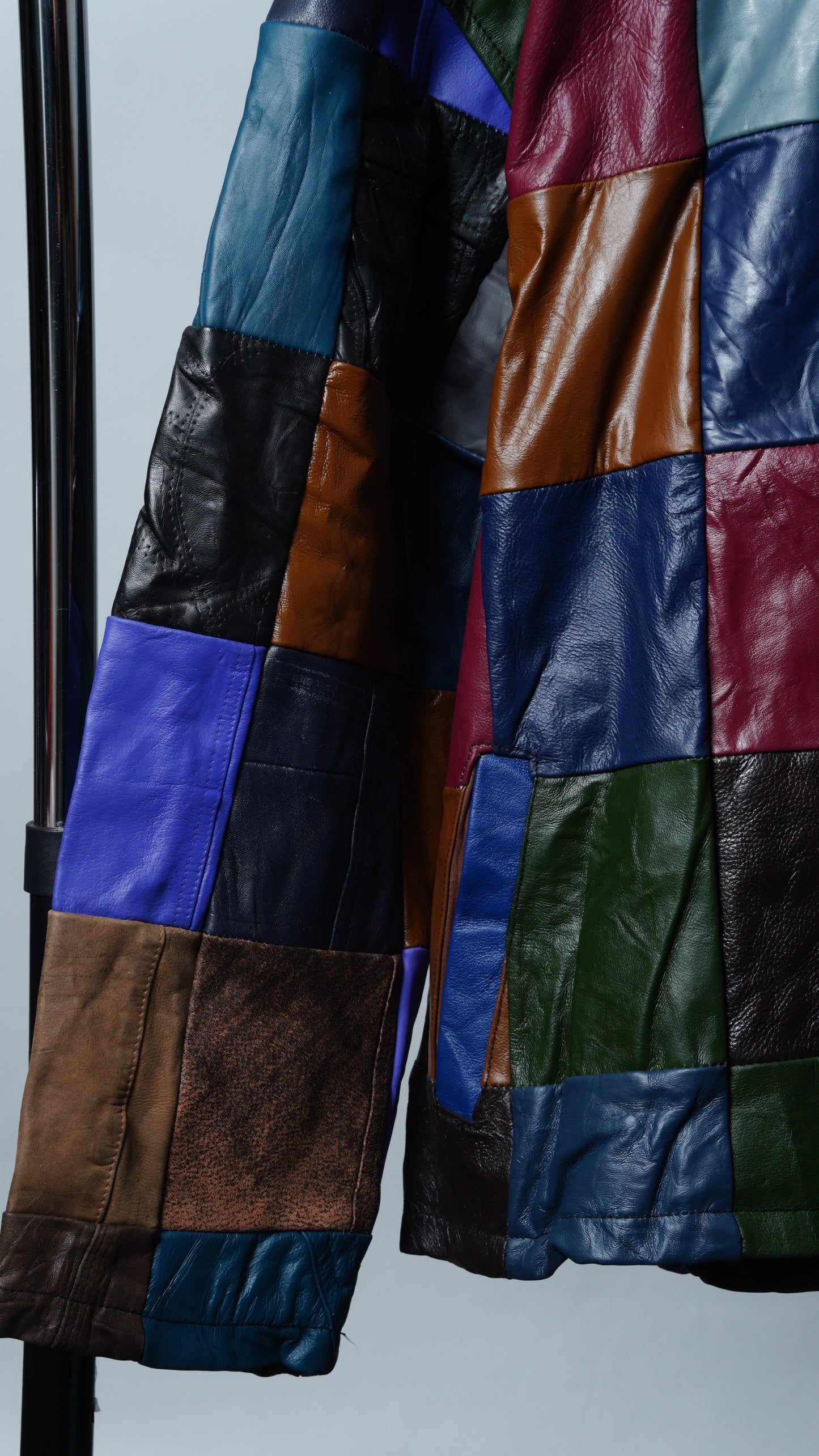 Leather Multicolor Patchwork Jacket Size XL