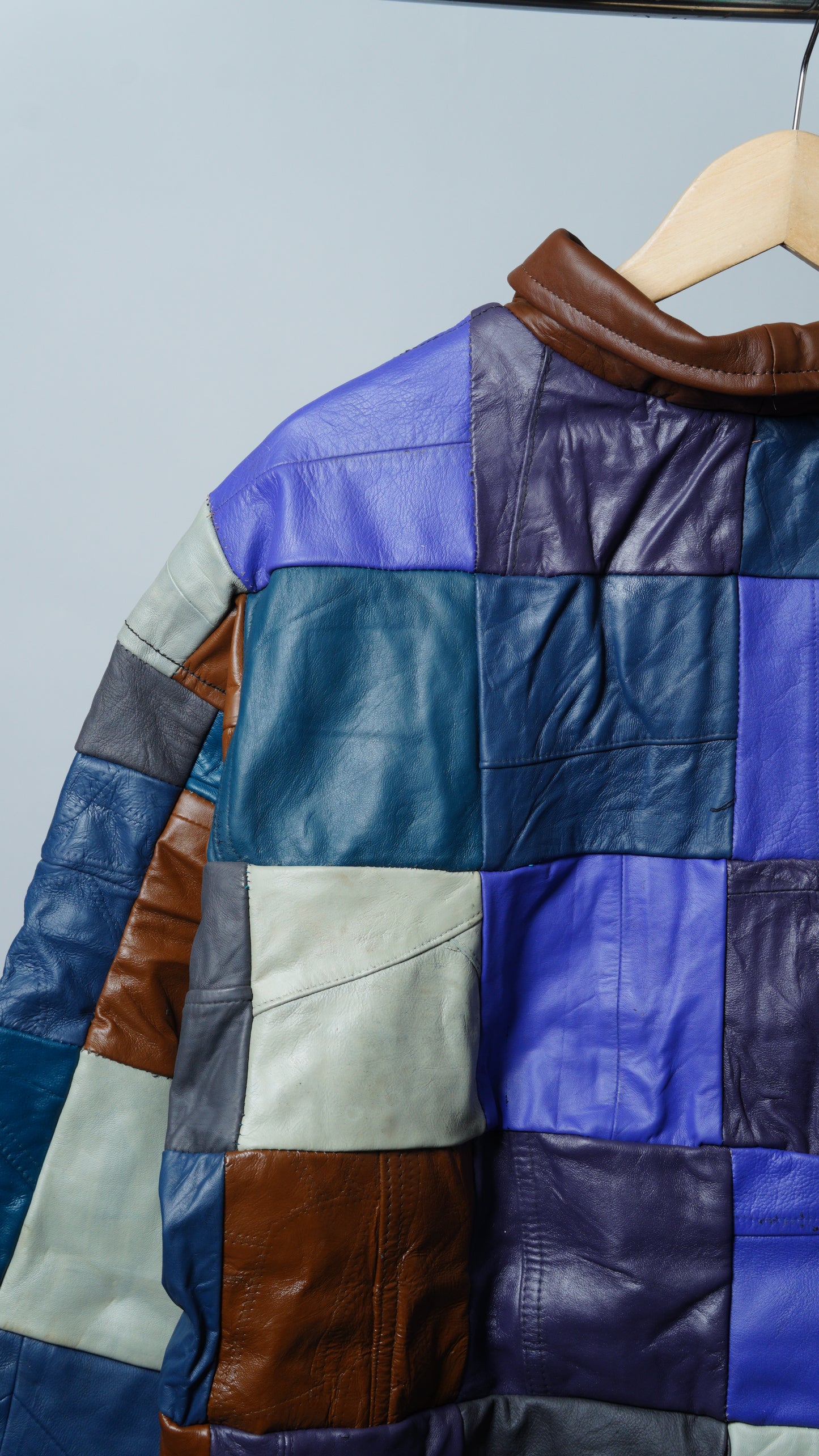 Leather Multicolor Patchwork Jacket Size XL