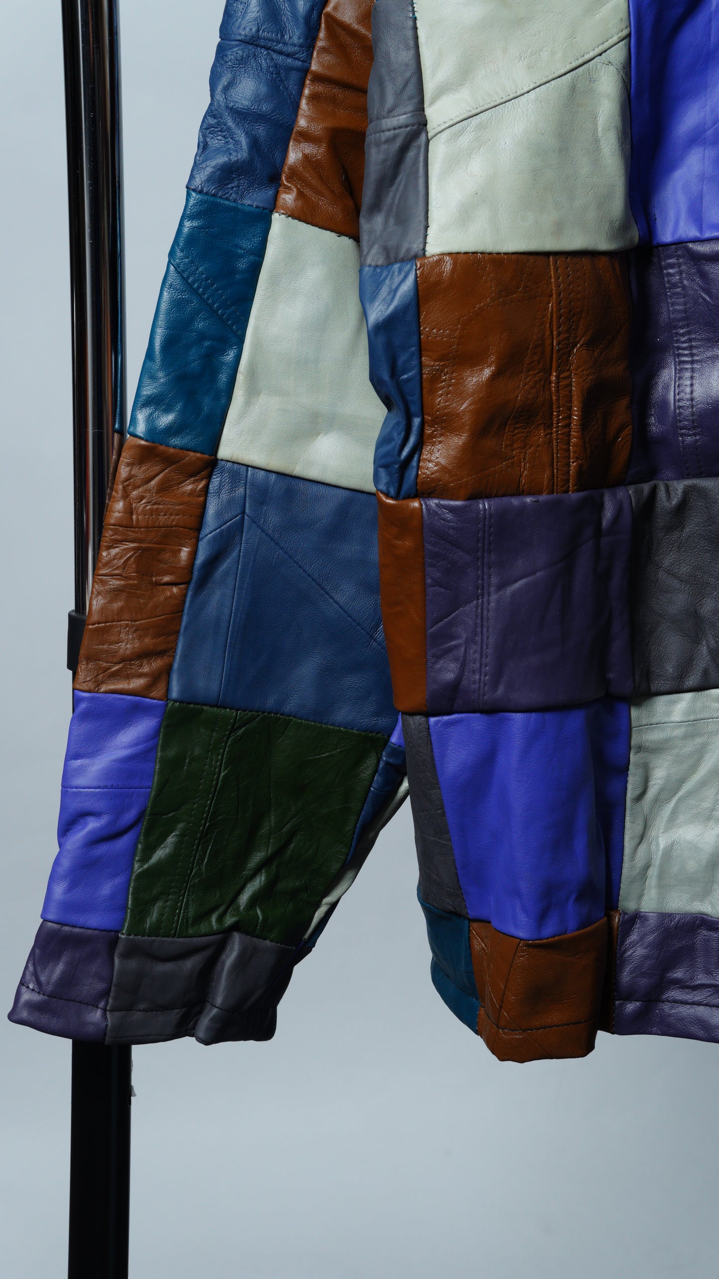 Leather Multicolor Patchwork Jacket Size XL