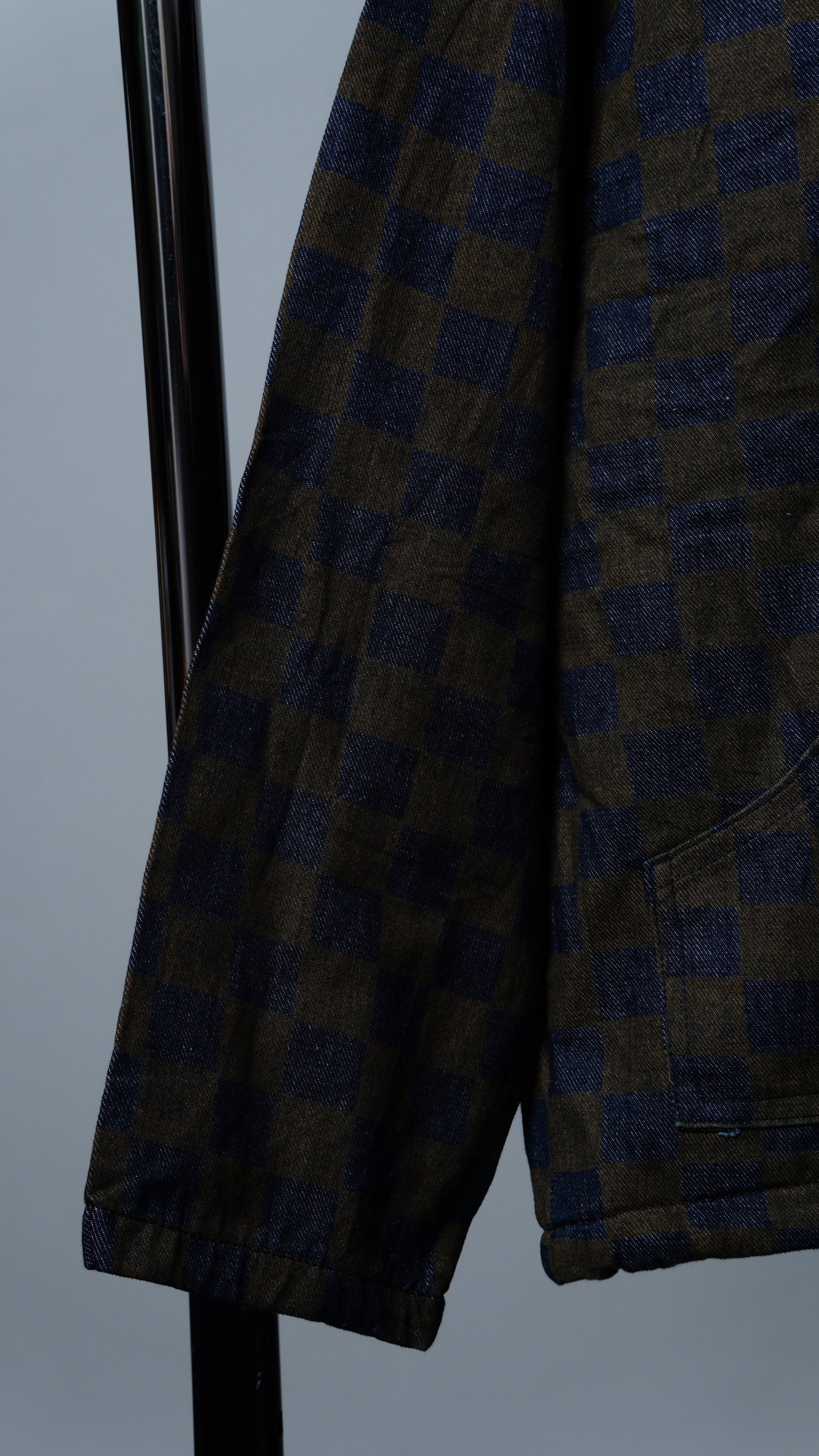 Upcycled Green & Navy Blue Checkered Jacket
