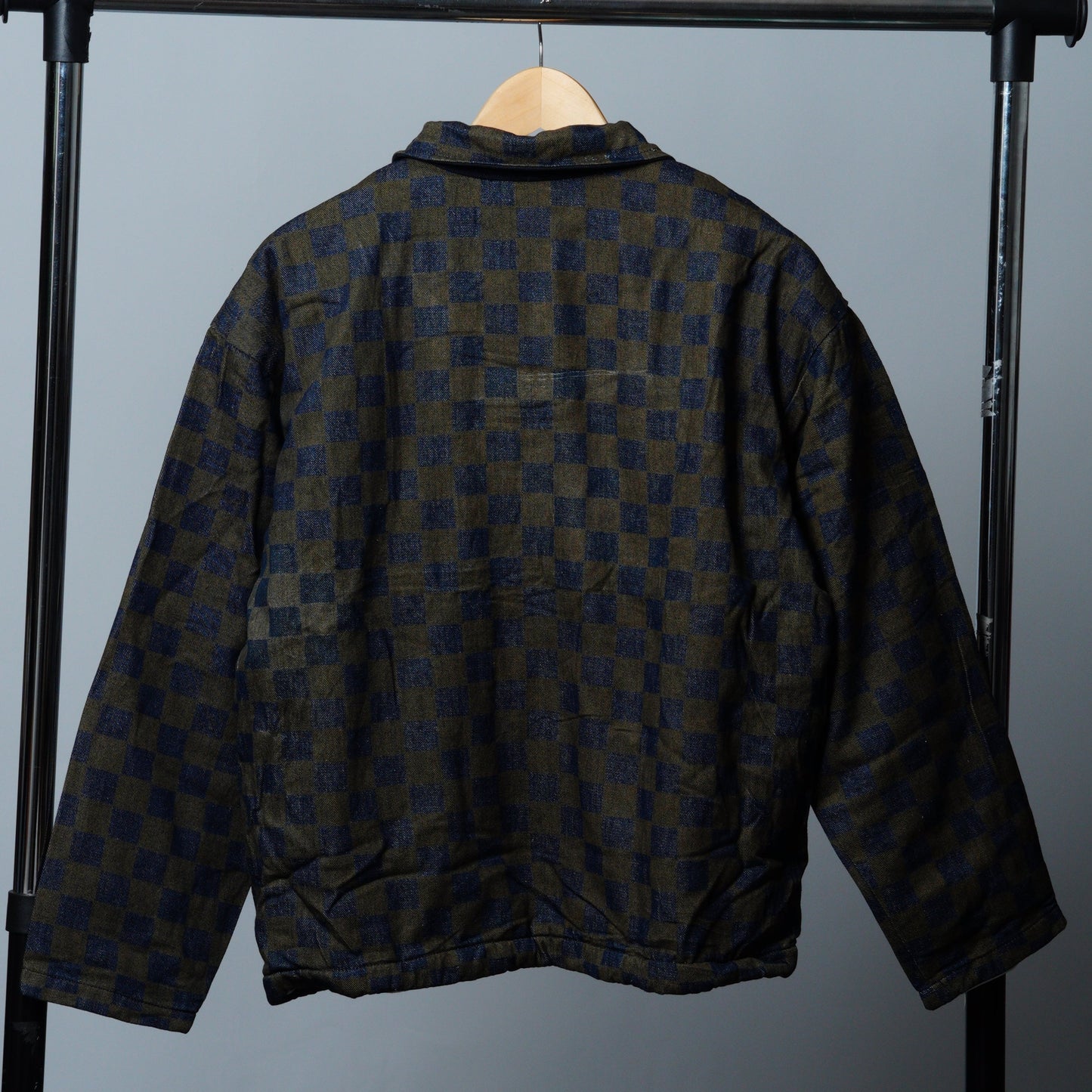 Upcycled Green & Navy Blue Checkered Jacket