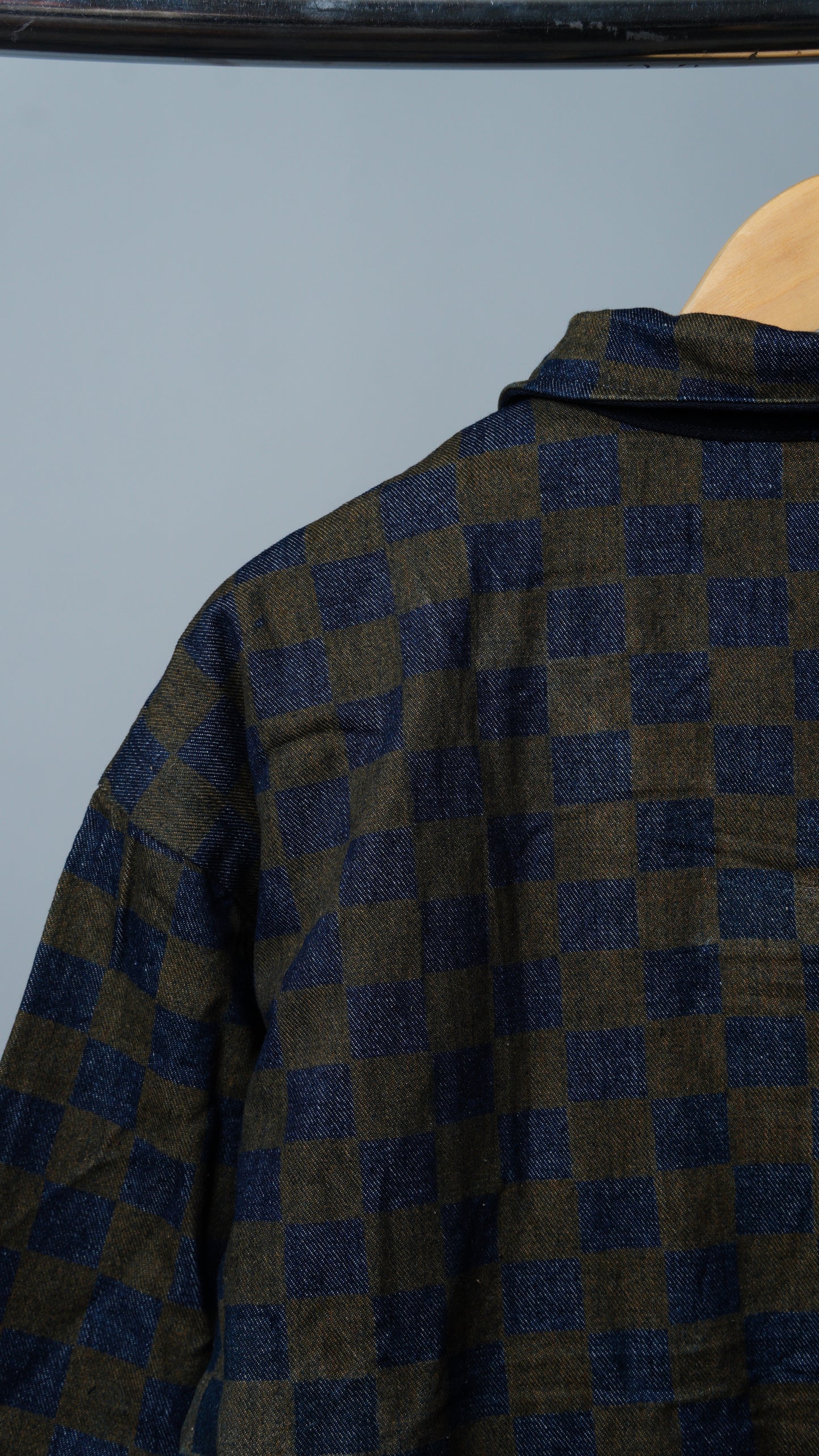 Upcycled Green & Navy Blue Checkered Jacket
