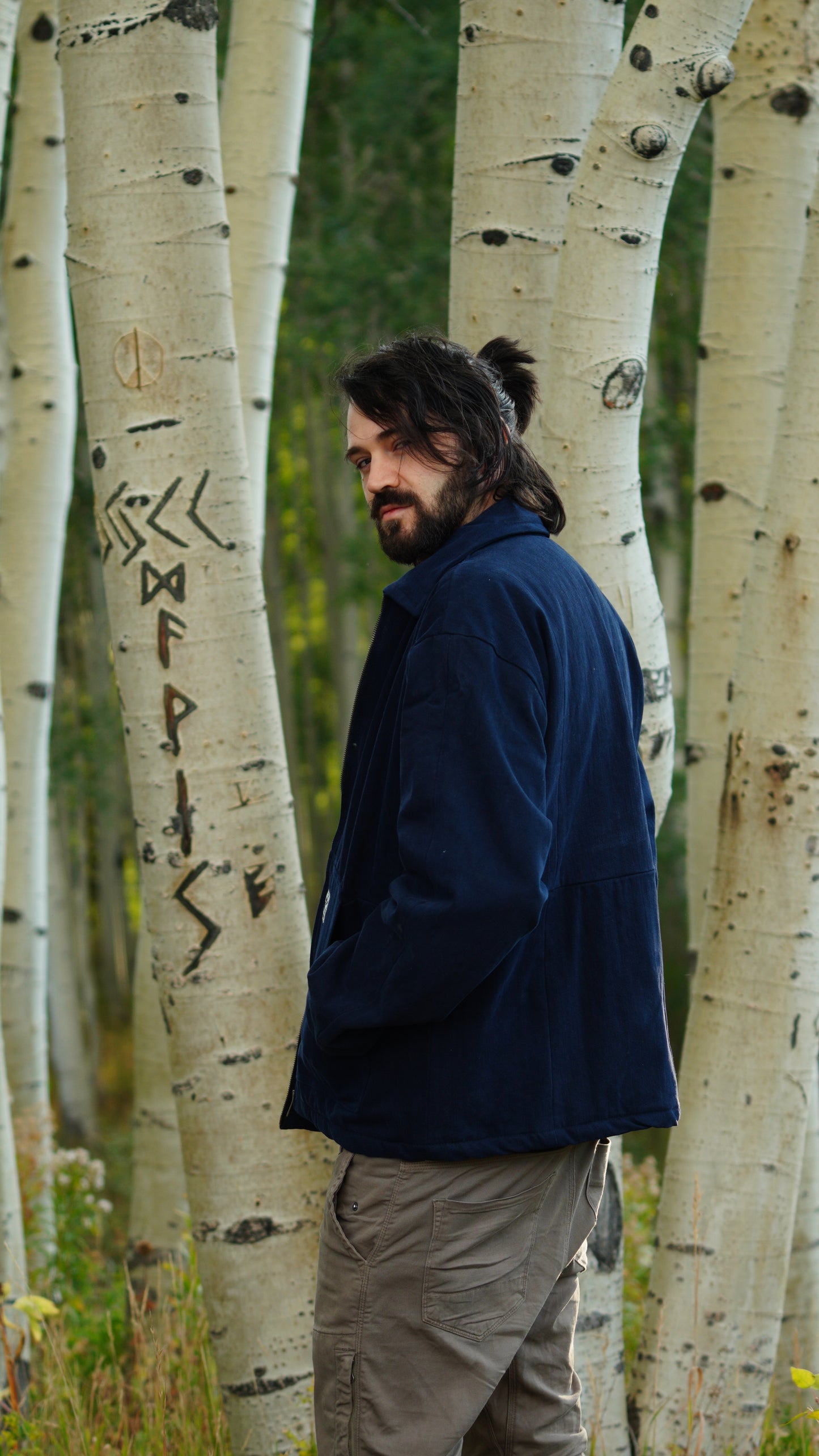 Upcycled Navy Blue Box Stitch Jacket