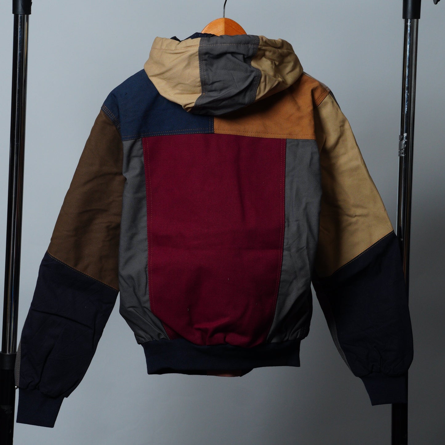 Upcycled Workwear Colorblock Hooded Jacket Size XS
