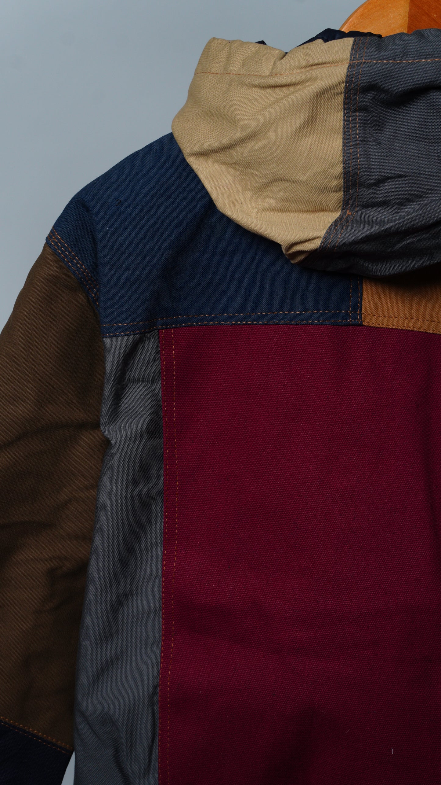 Upcycled Workwear Colorblock Hooded Jacket Size XS