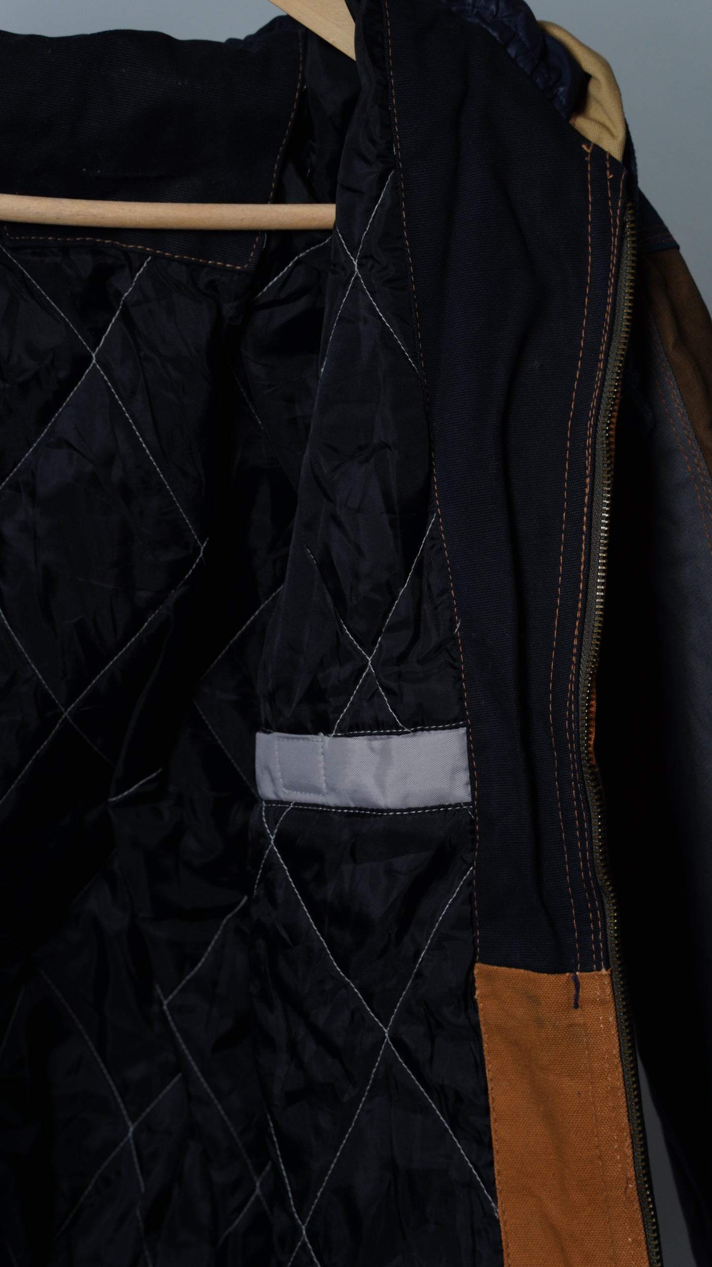 Upcycled Workwear Colorblock Hooded Jacket Size XS
