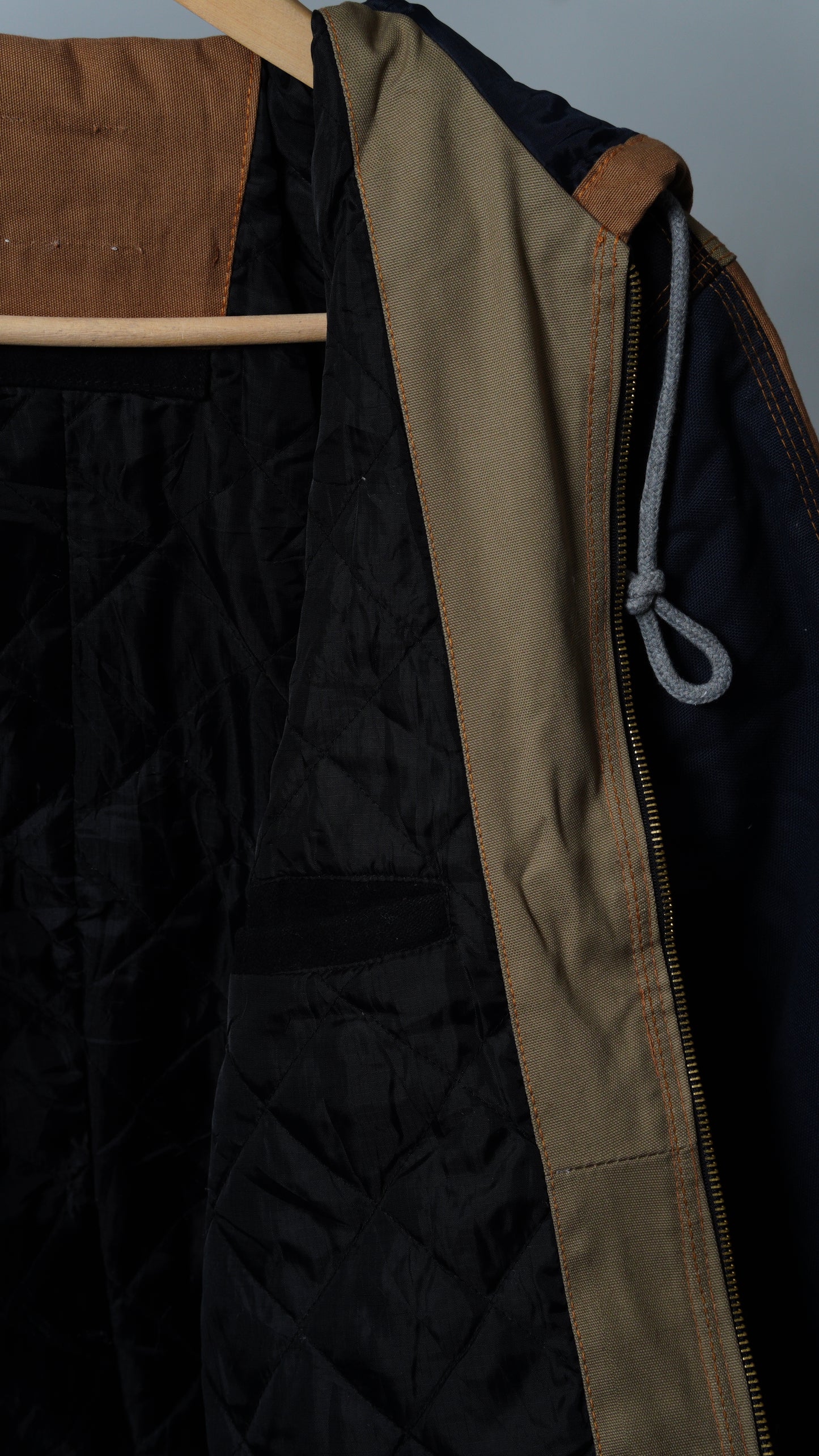 Upcycled Workwear Colorblock Hooded Jacket Size XS