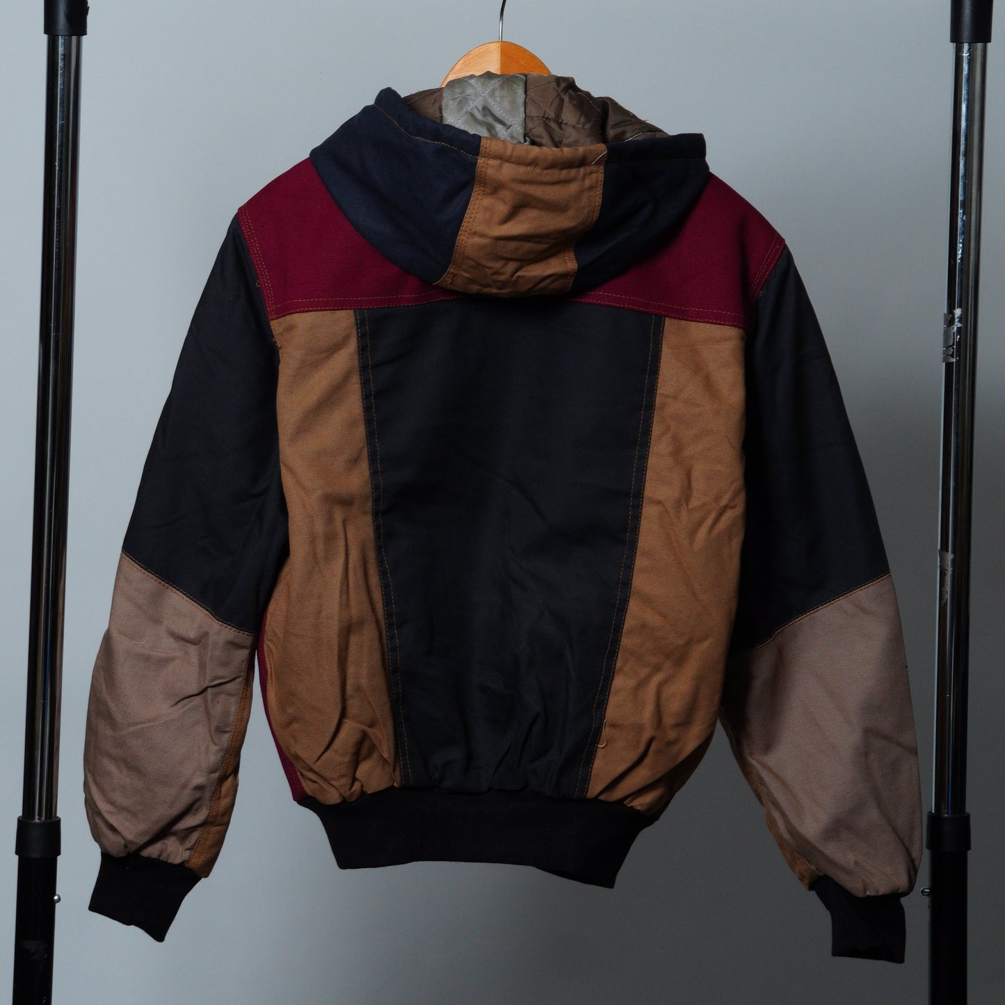 Upcycled Workwear Colorblock Hooded Jacket Size XS