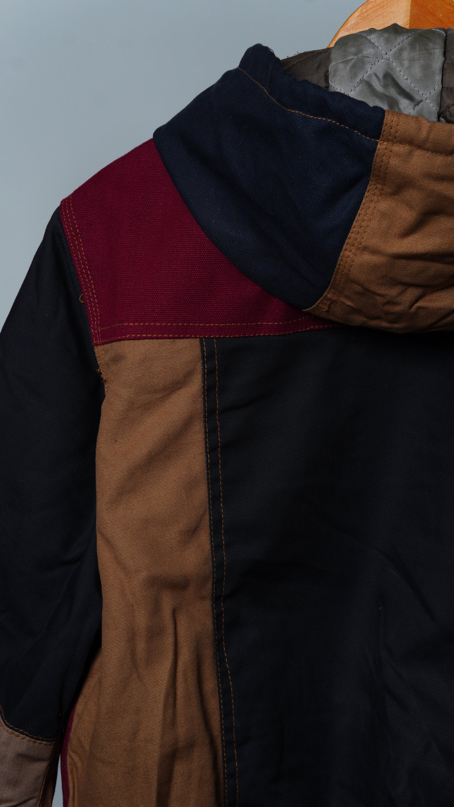 Upcycled Workwear Colorblock Hooded Jacket Size XS