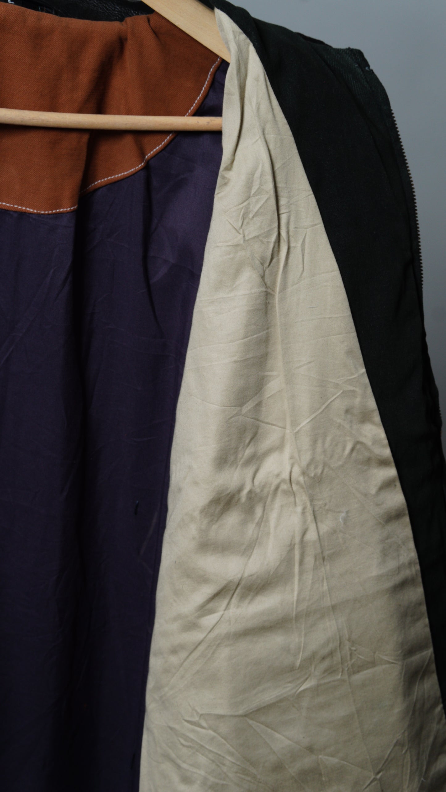 Upcycled Leather Colorblock Jacket Size L