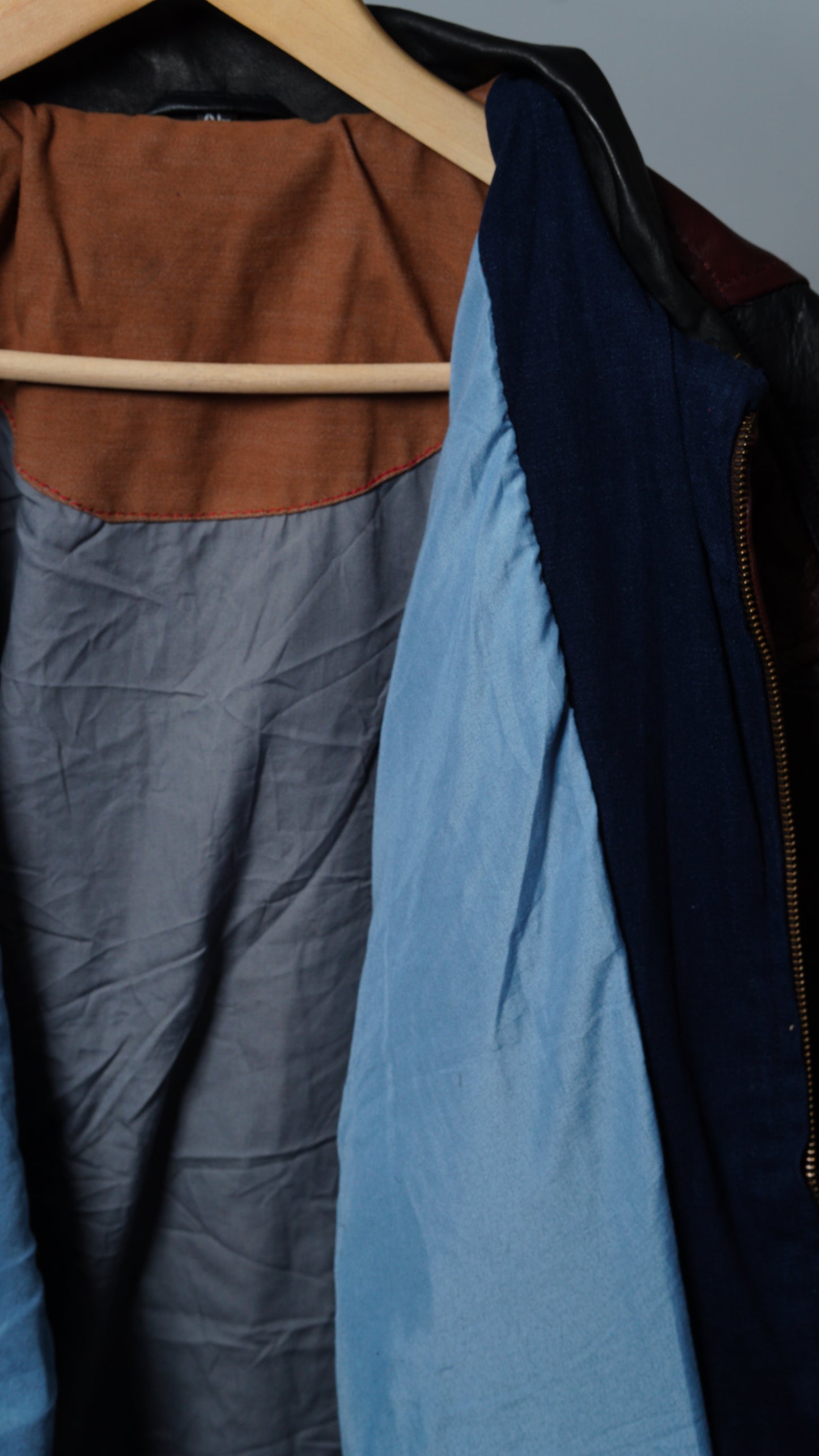 Upcycled Leather Colorblock Jacket Size XL