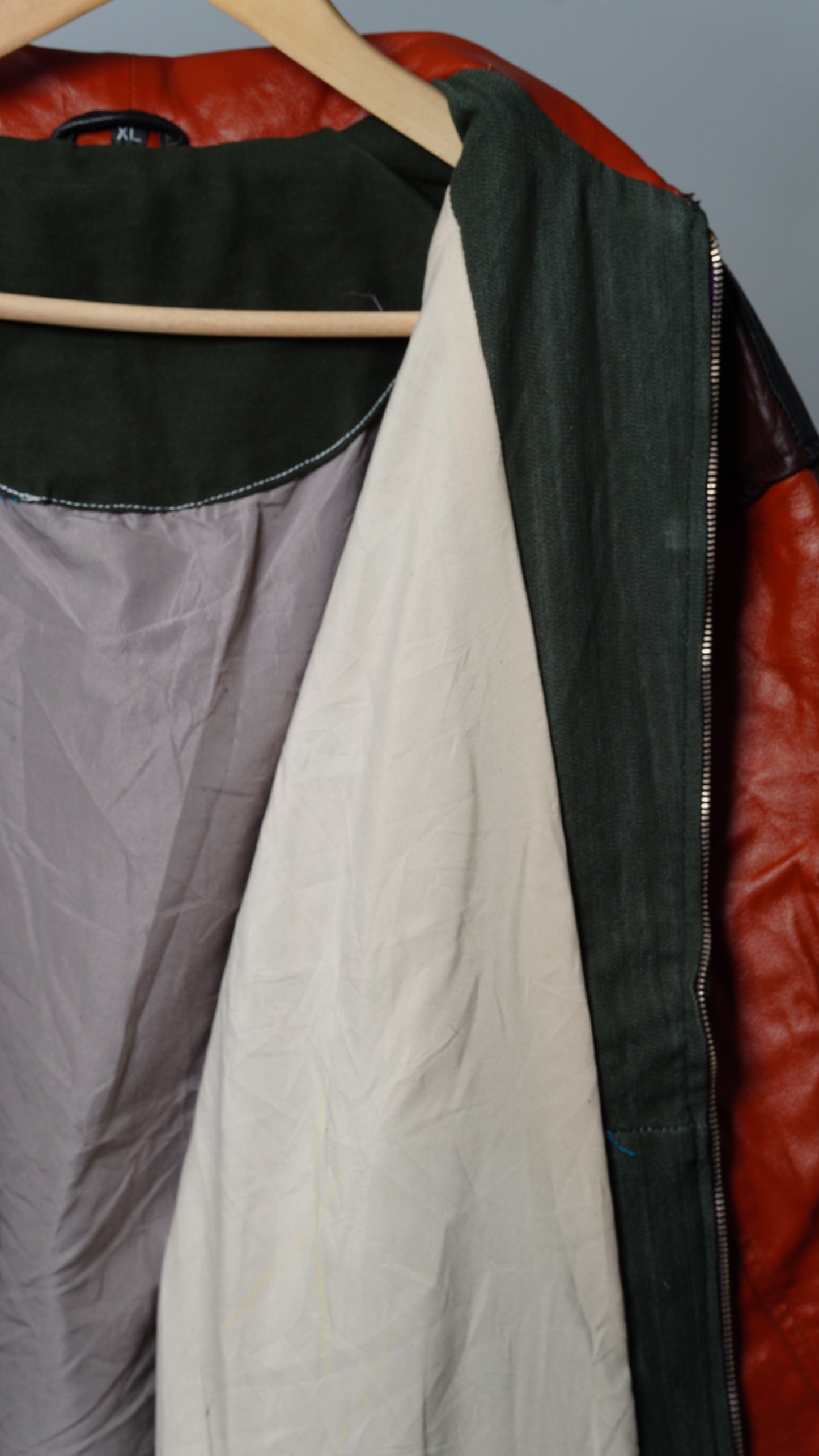 Upcycled Leather Colorblock Jacket Size XL