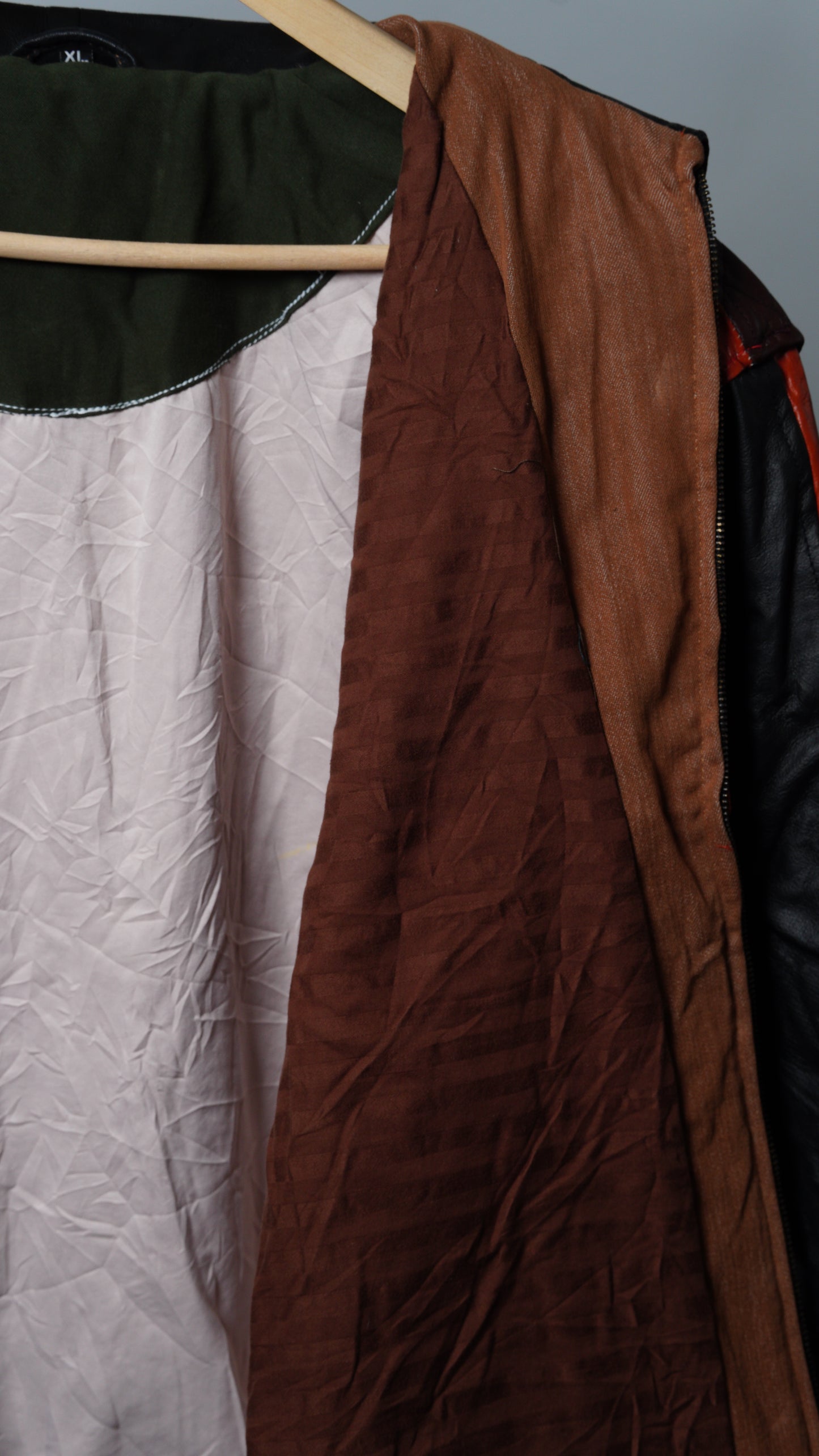 Upcycled Leather Colorblock Jacket Size XL