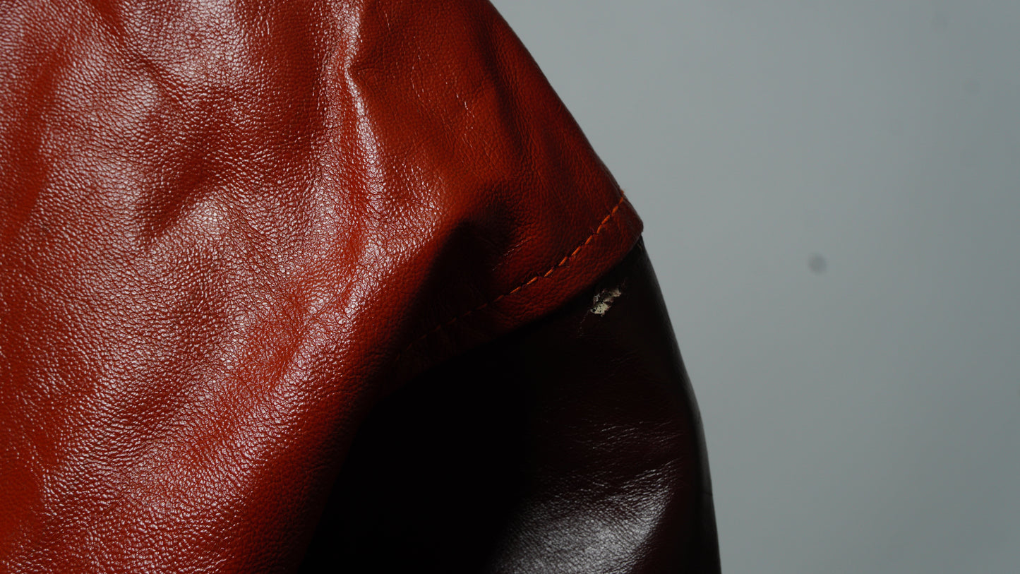 Upcycled Black & Red Leather Colorblock Jacket Size XL