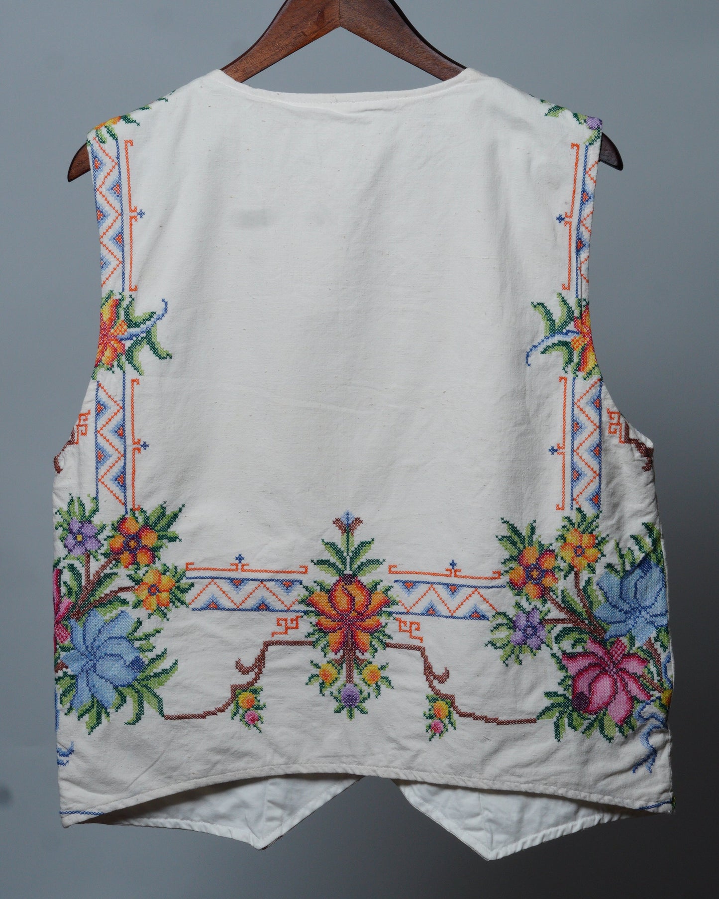 Upcycled Tablecloth Vest Size XL