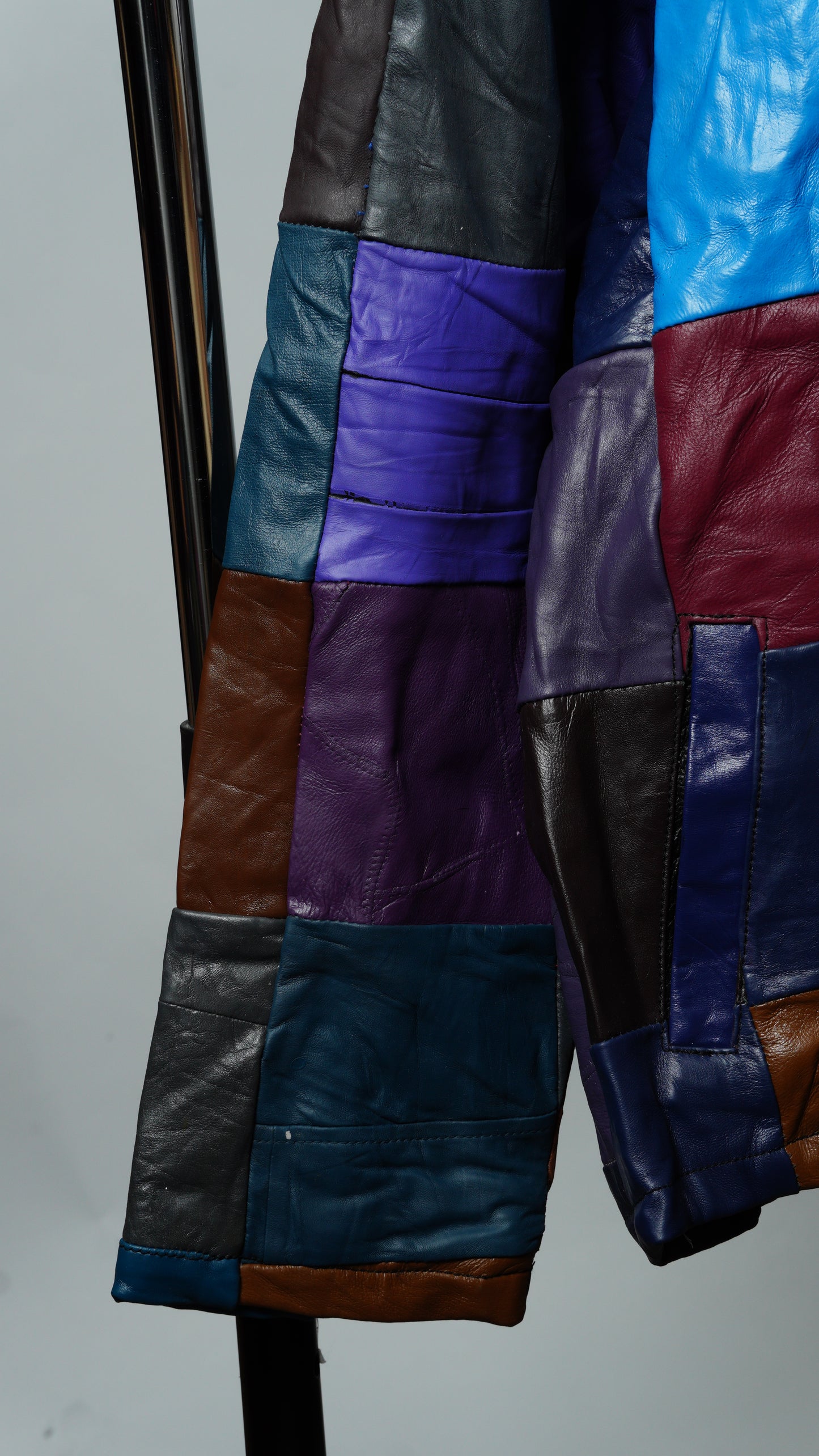 Leather Multicolor Patchwork Jacket Size XL