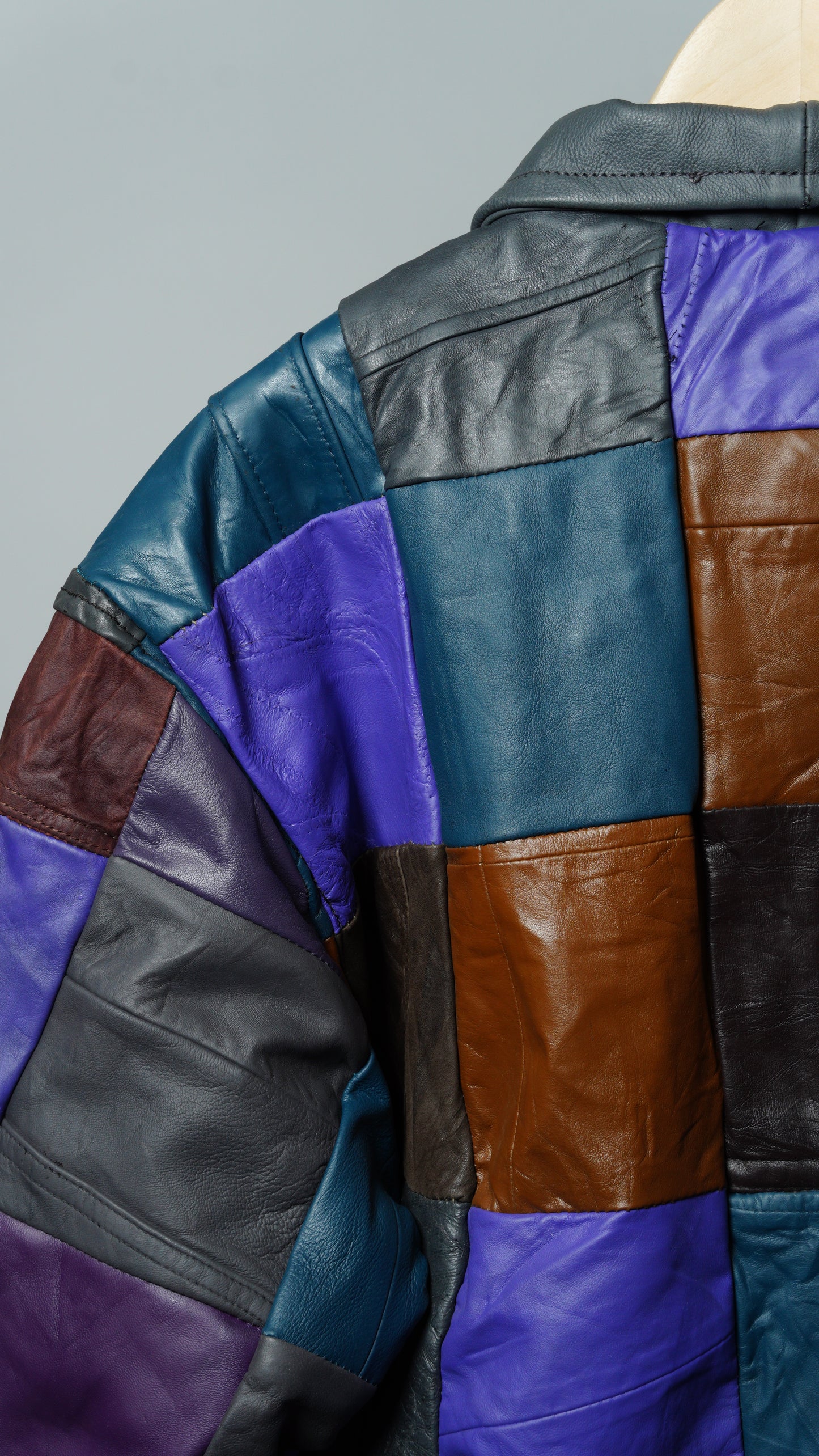 Leather Multicolor Patchwork Jacket Size XL