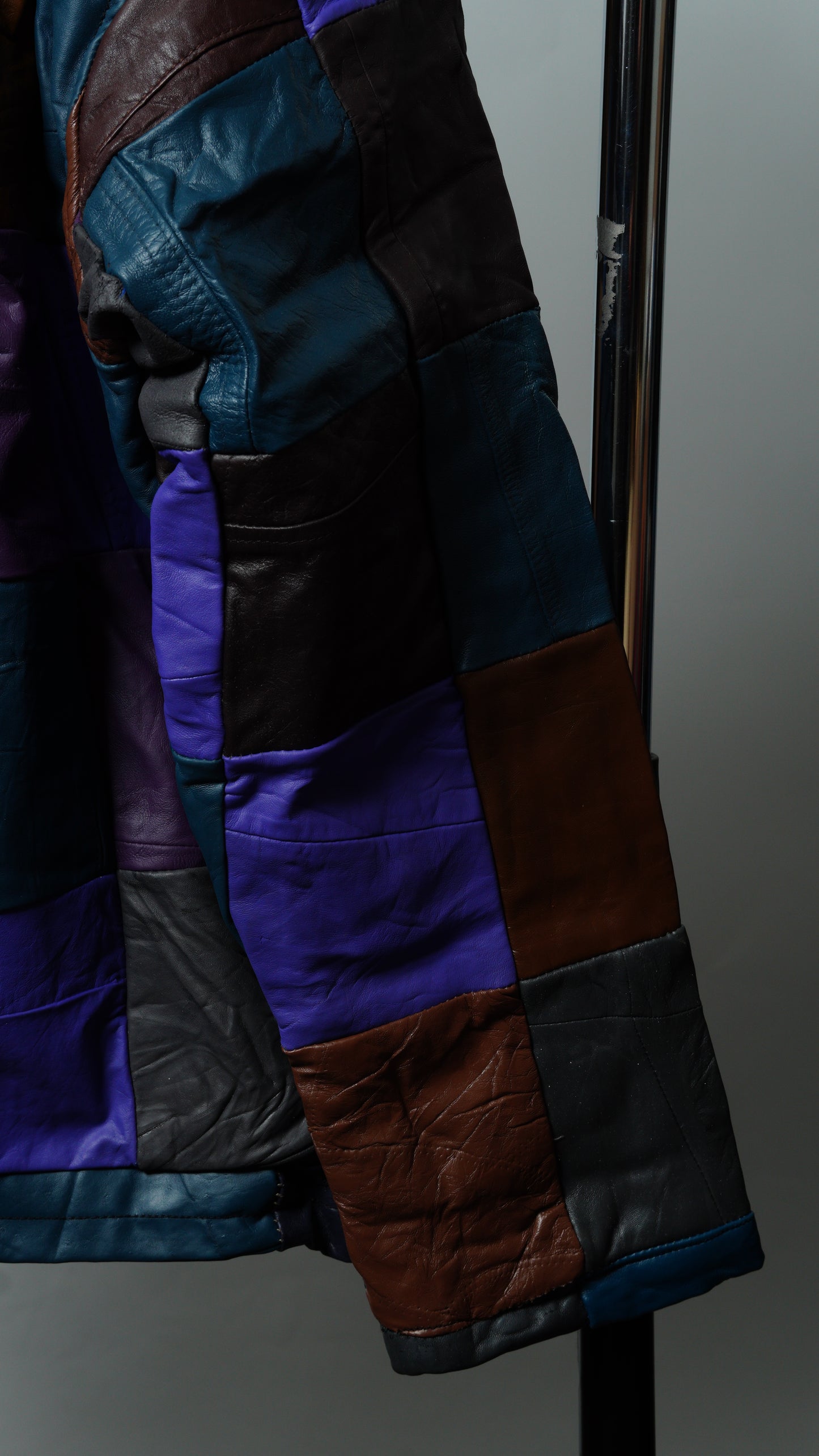 Leather Multicolor Patchwork Jacket Size XL