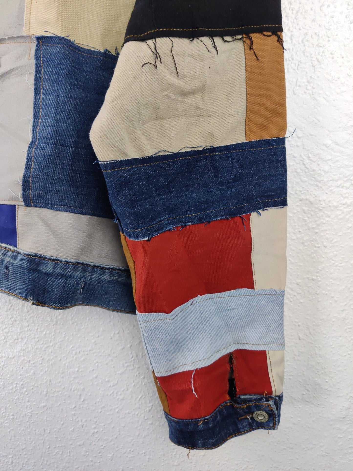 Denim Patchwork Raw Jacket Size M - The Hellebore Shop