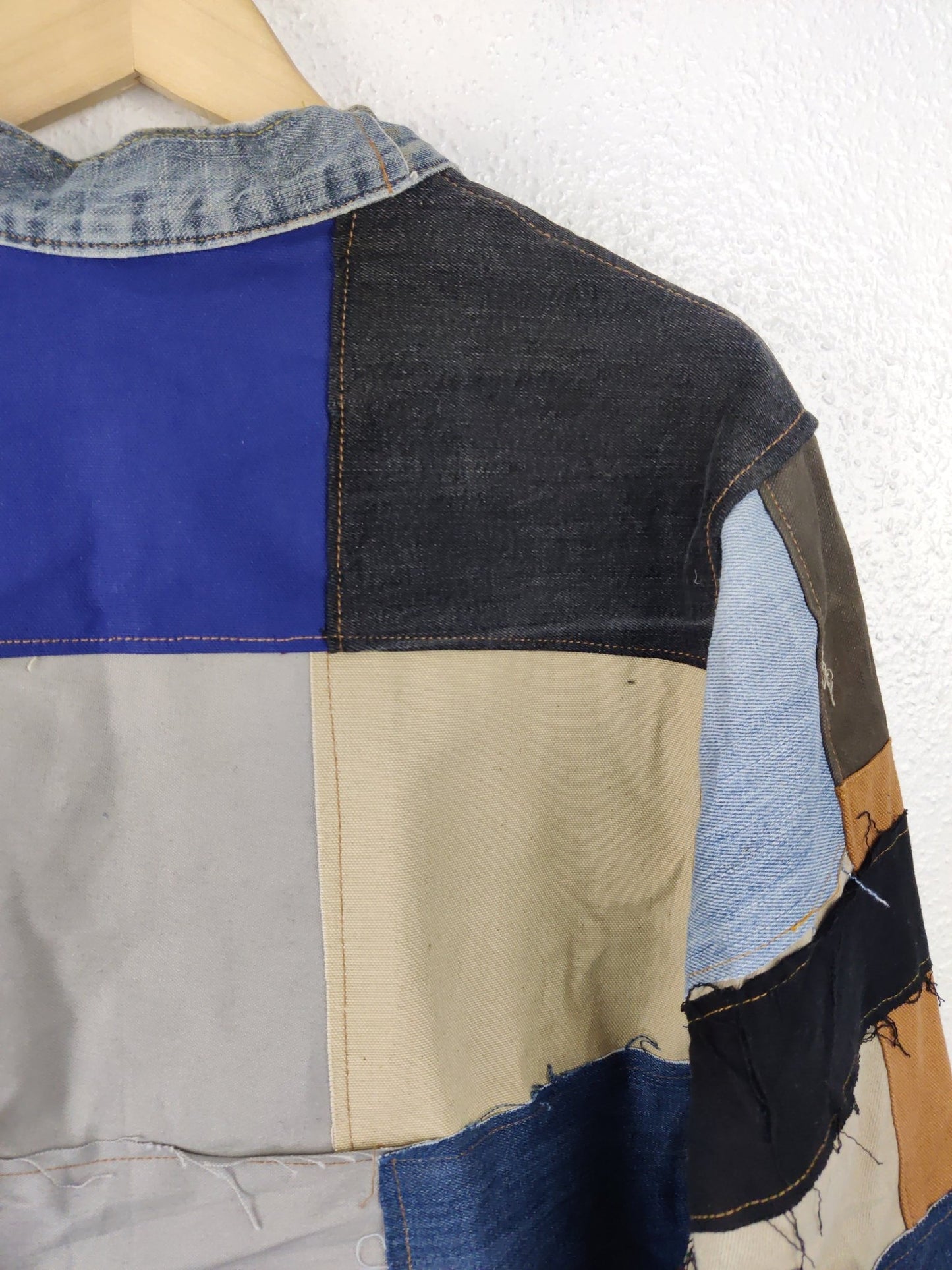 Denim Patchwork Raw Jacket Size M - The Hellebore Shop