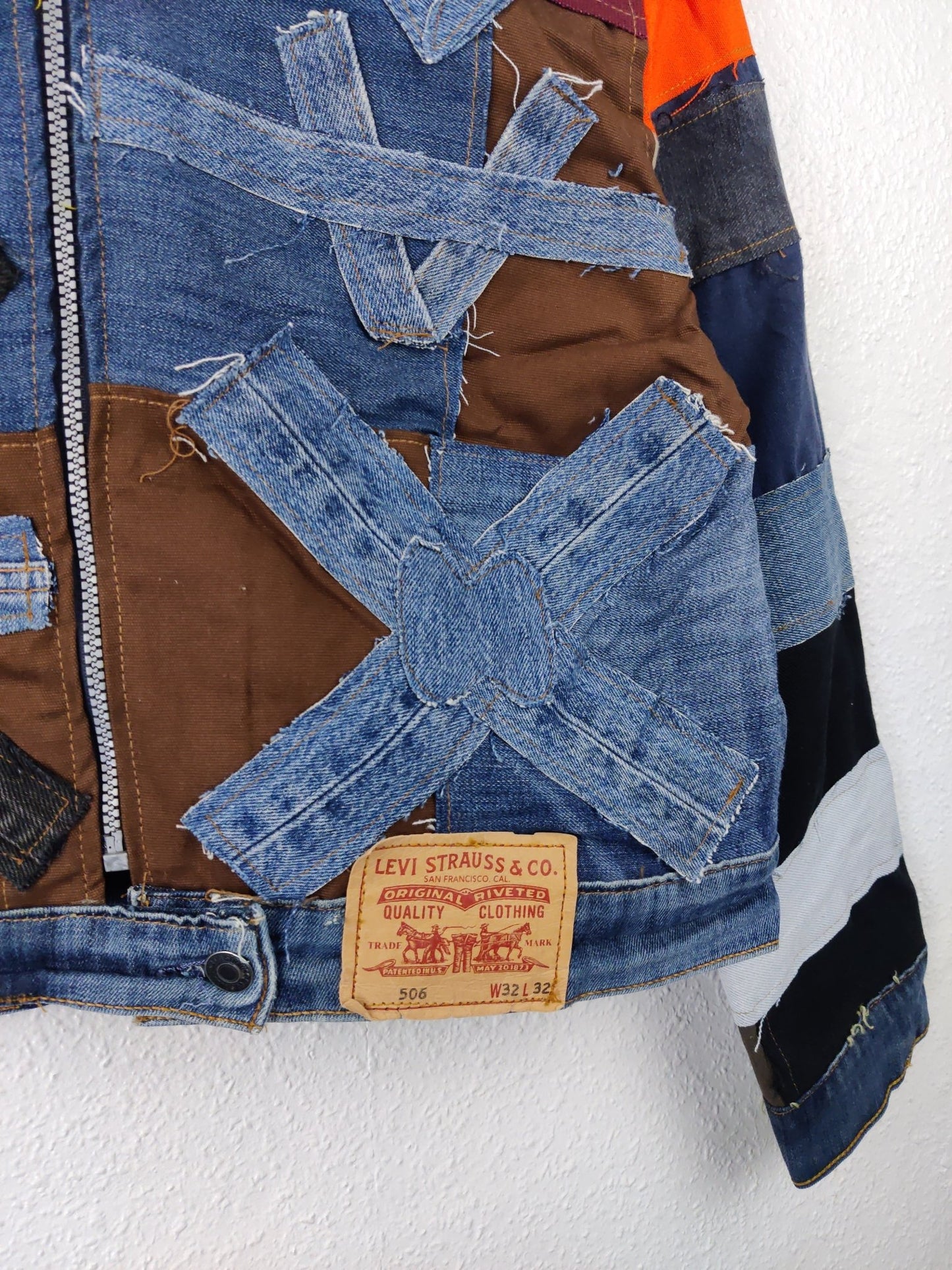 Denim Patchwork Raw Jacket Size M - The Hellebore Shop