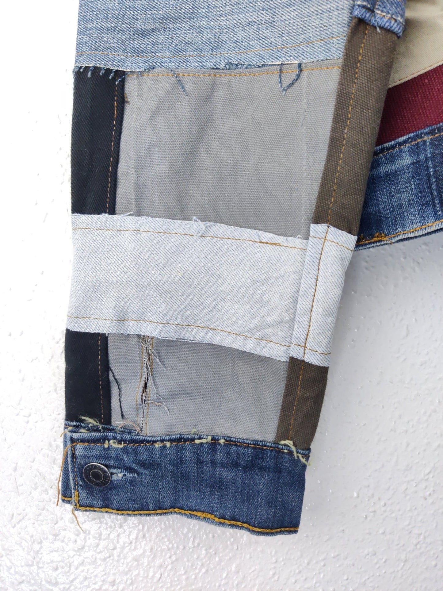 Denim Patchwork Raw Jacket Size M - The Hellebore Shop