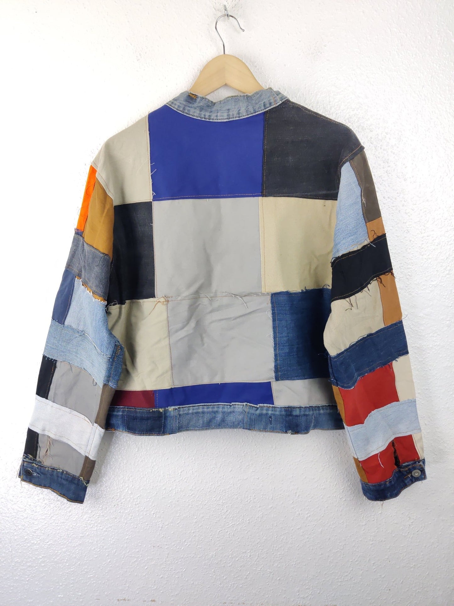 Denim Patchwork Raw Jacket Size M - The Hellebore Shop
