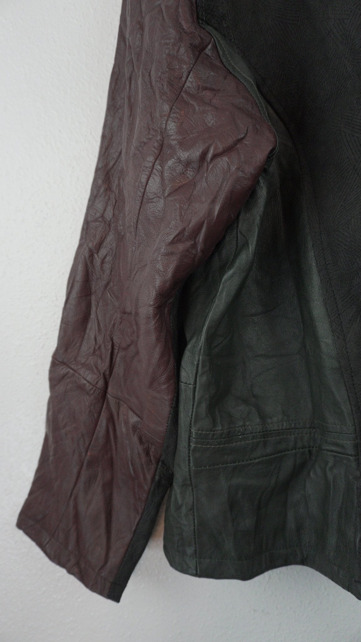Leather Jacket Size L Black Maroon - The Hellebore Shop