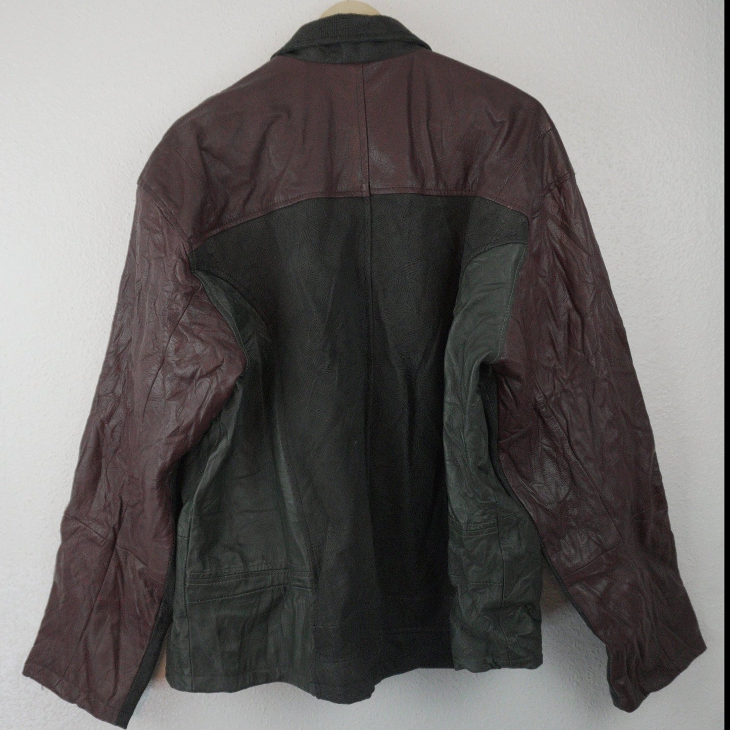 Leather Jacket Size L Black Maroon - The Hellebore Shop
