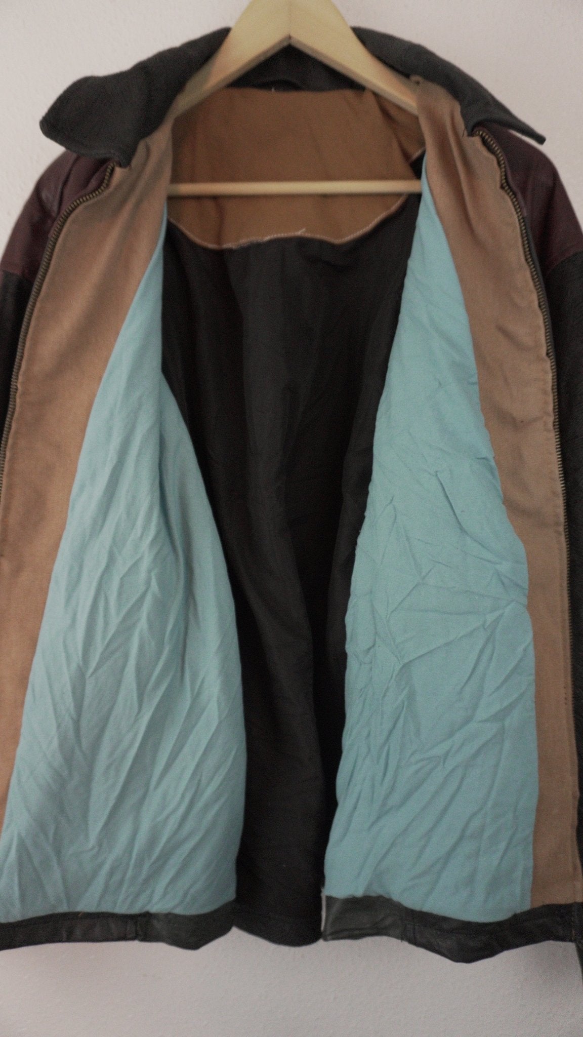 Leather Jacket Size L Black Maroon - The Hellebore Shop