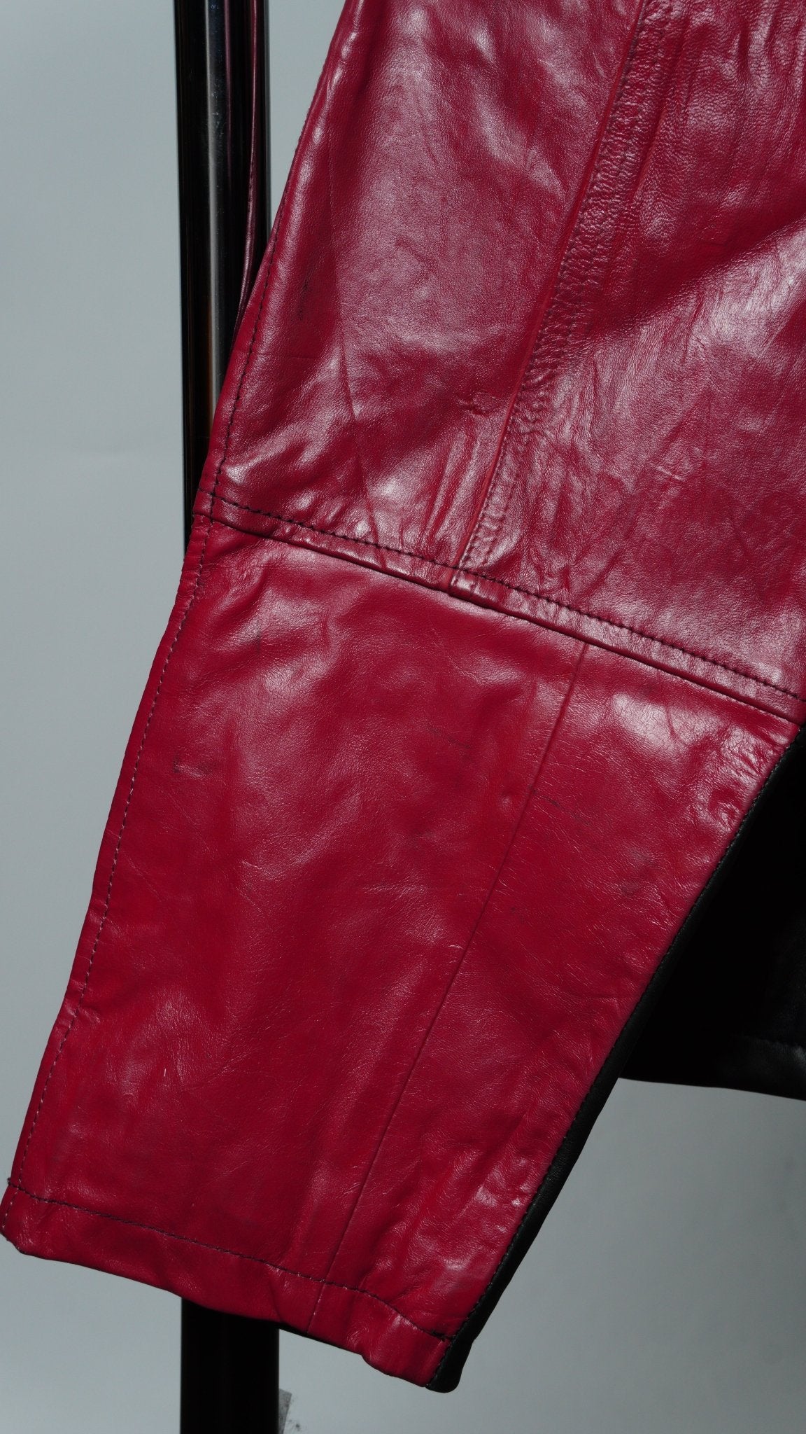 Leather Jacket Size L Red Black Brown - The Hellebore Shop