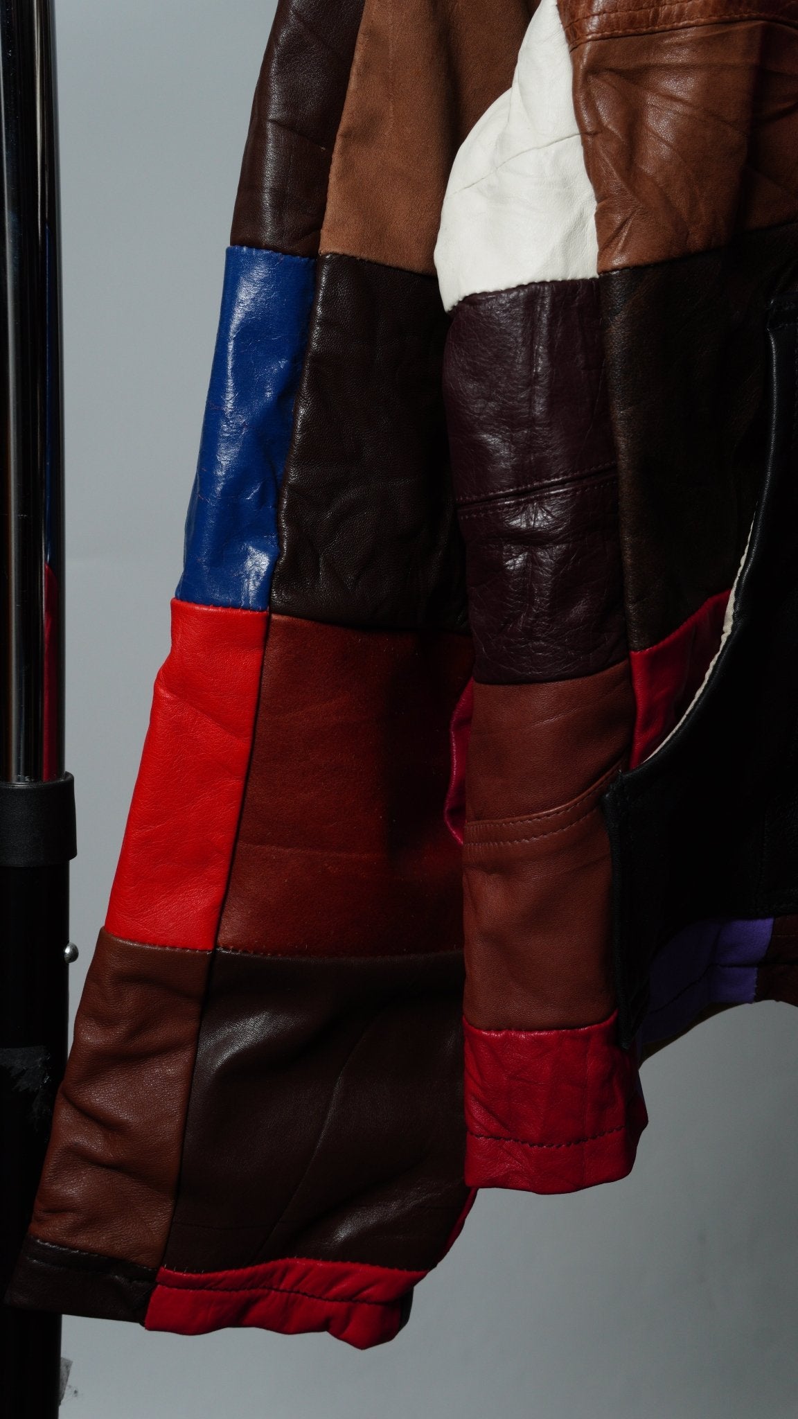 Leather Jacket Size M Multicolor Patchwork - The Hellebore Shop