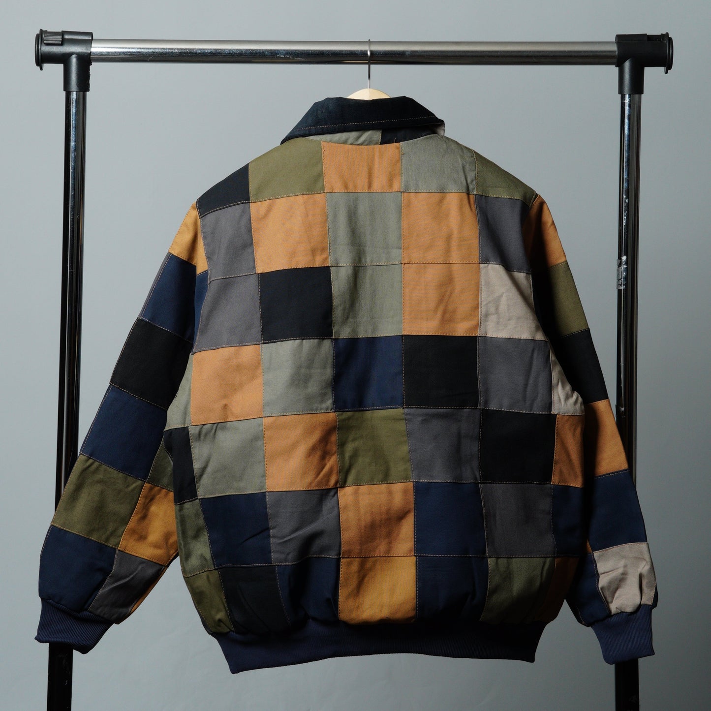 Upcycled Checkered Tapered Jacket Size L