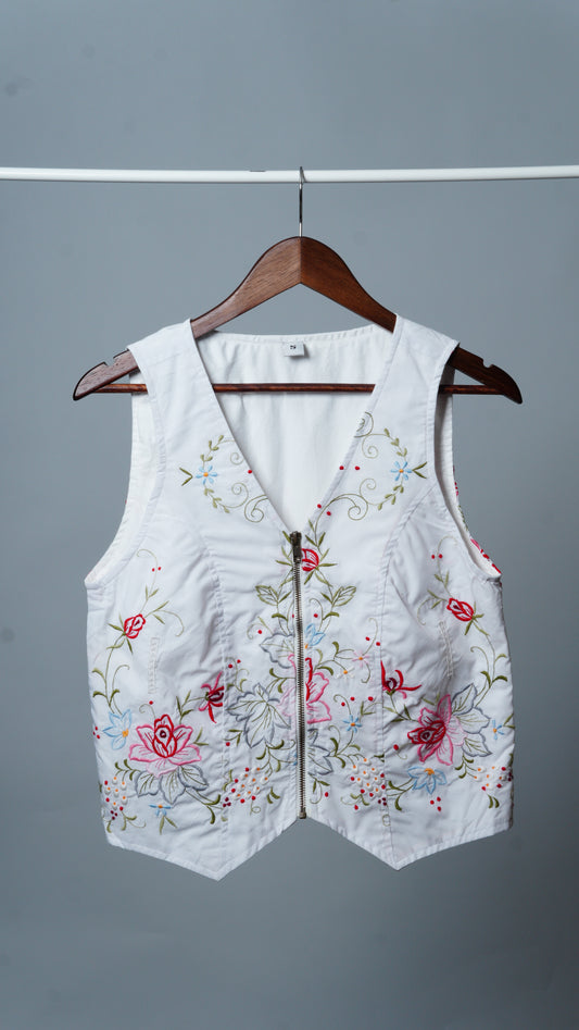Upcycled Tablecloth Vest Size S