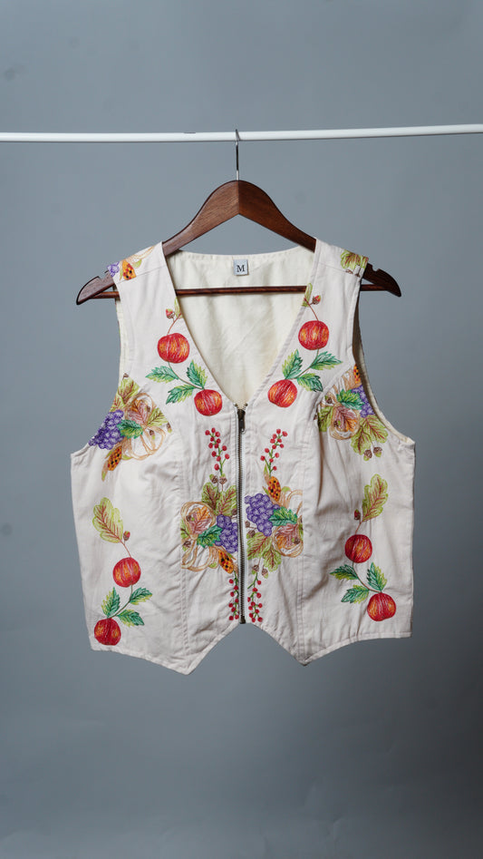 Upcycled Tablecloth Vest Size M