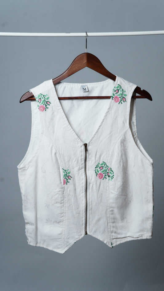 Upcycled Tablecloth Vest Size M