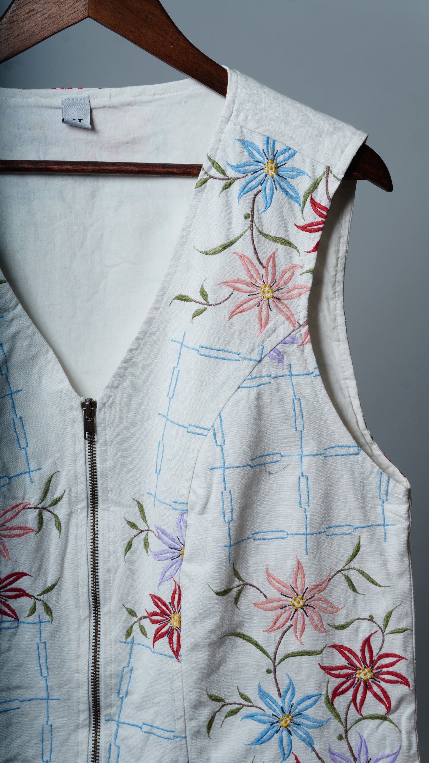 Upcycled Tablecloth Vest Size XL