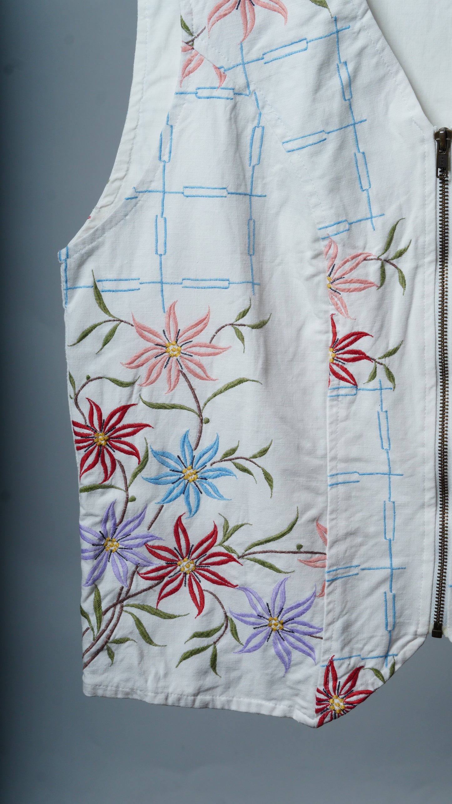 Upcycled Tablecloth Vest Size XL