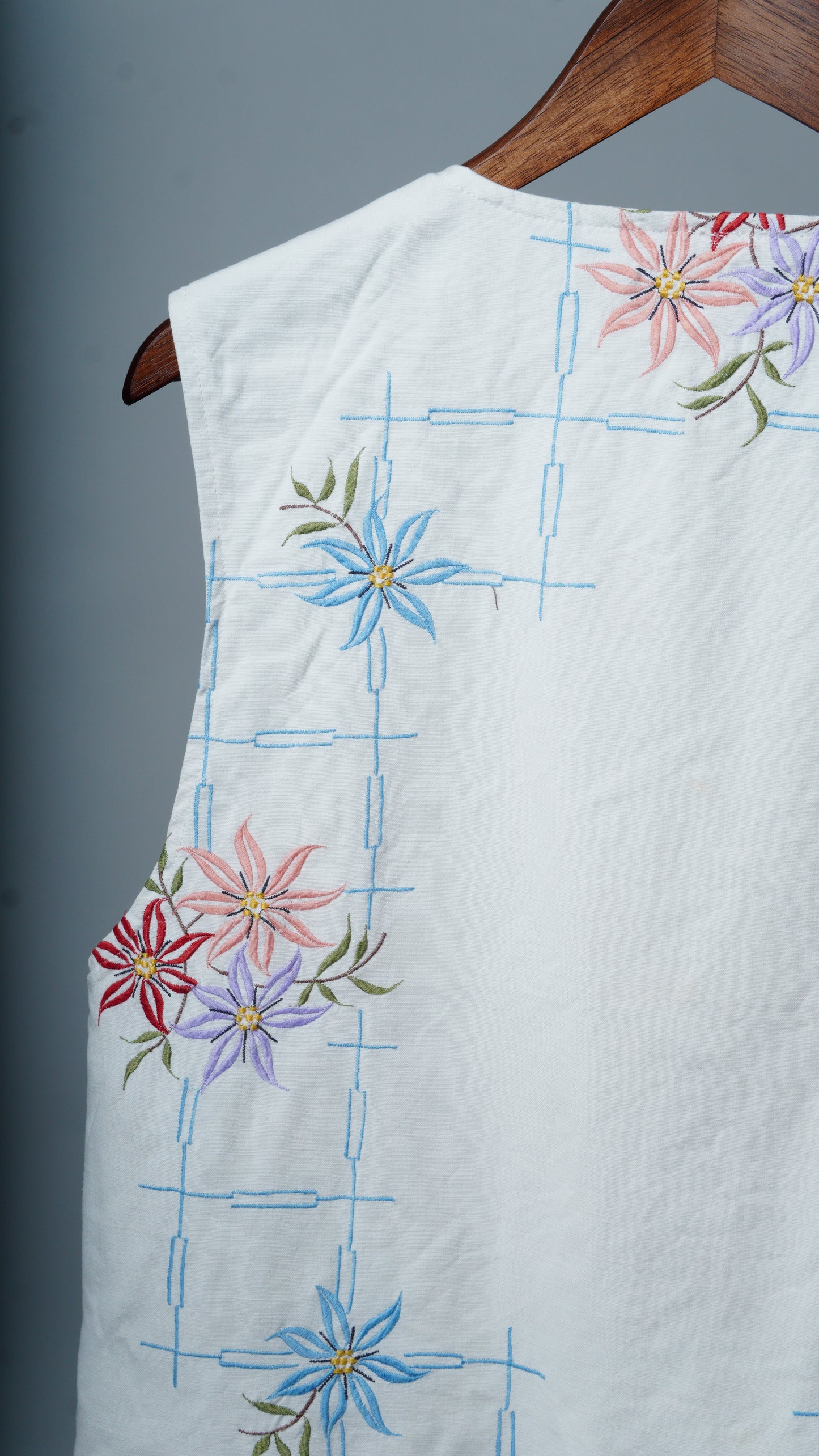 Upcycled Tablecloth Vest Size XL