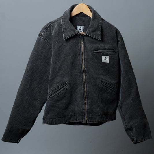 Gray Heavy Weight Cropped Trucker Jacket