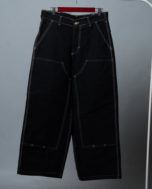 Wide Leg Reinforced Black High Rise Denim Jeans