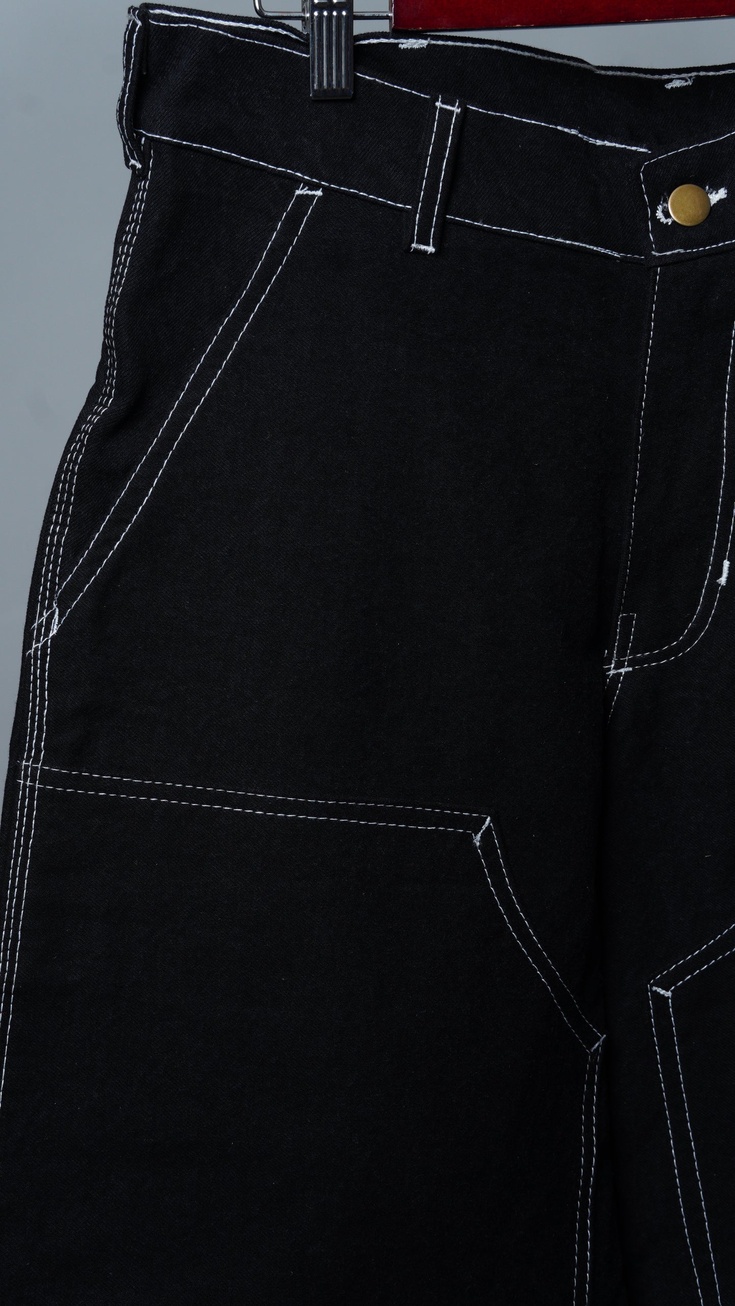 Wide Leg Reinforced Black High Rise Denim Jeans