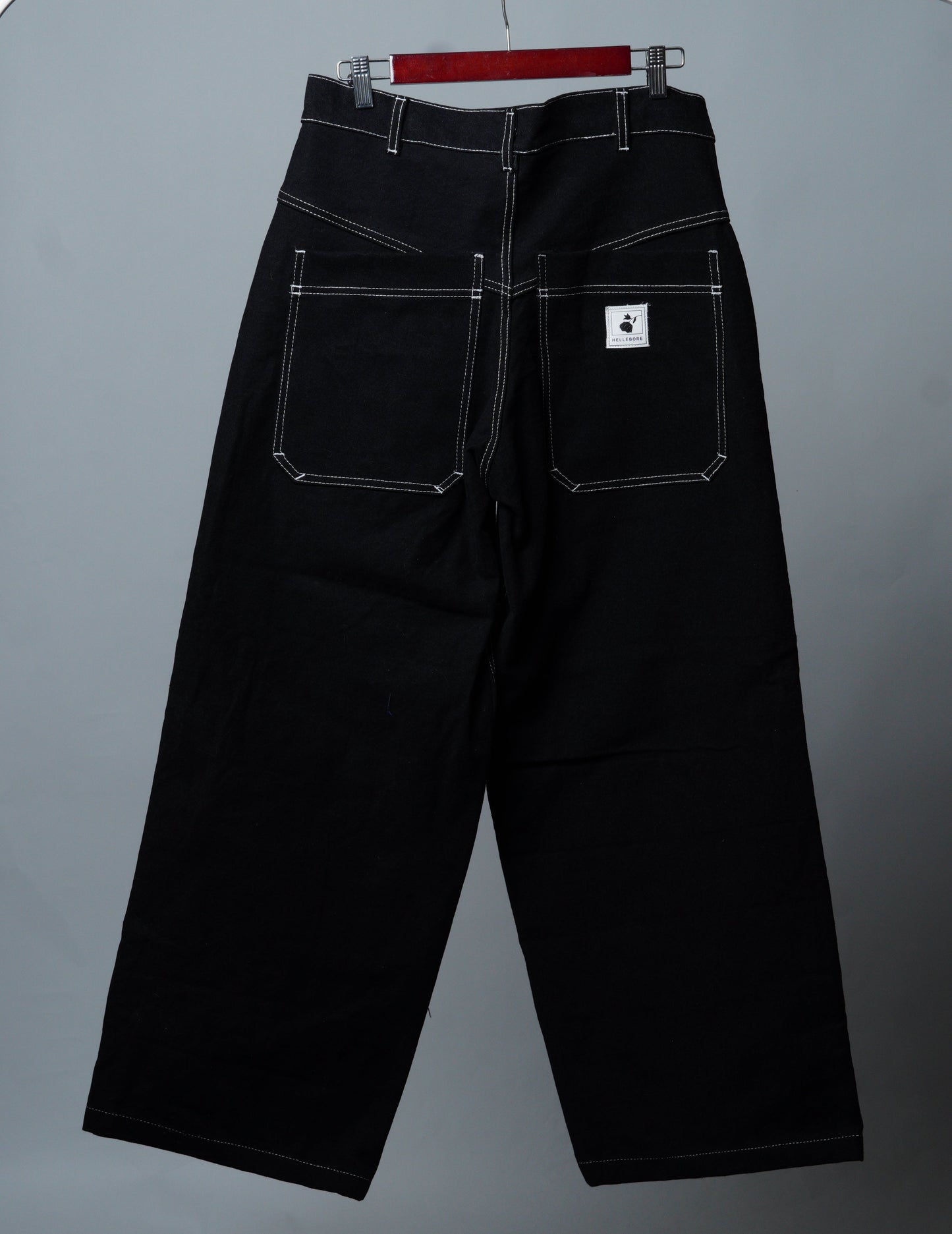 Wide Leg Reinforced Black High Rise Denim Jeans