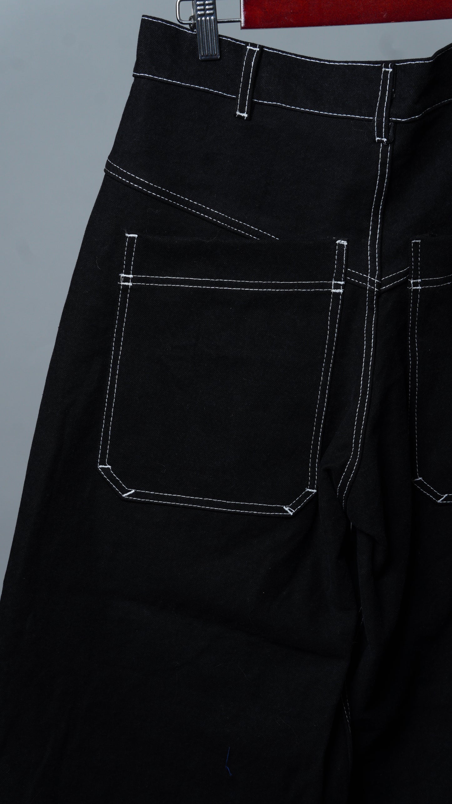 Wide Leg Reinforced Black High Rise Denim Jeans