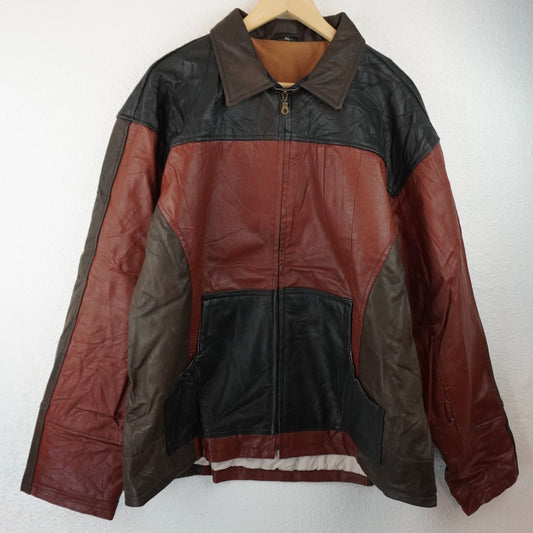 Leather Jacket Size XL Red Black Brown