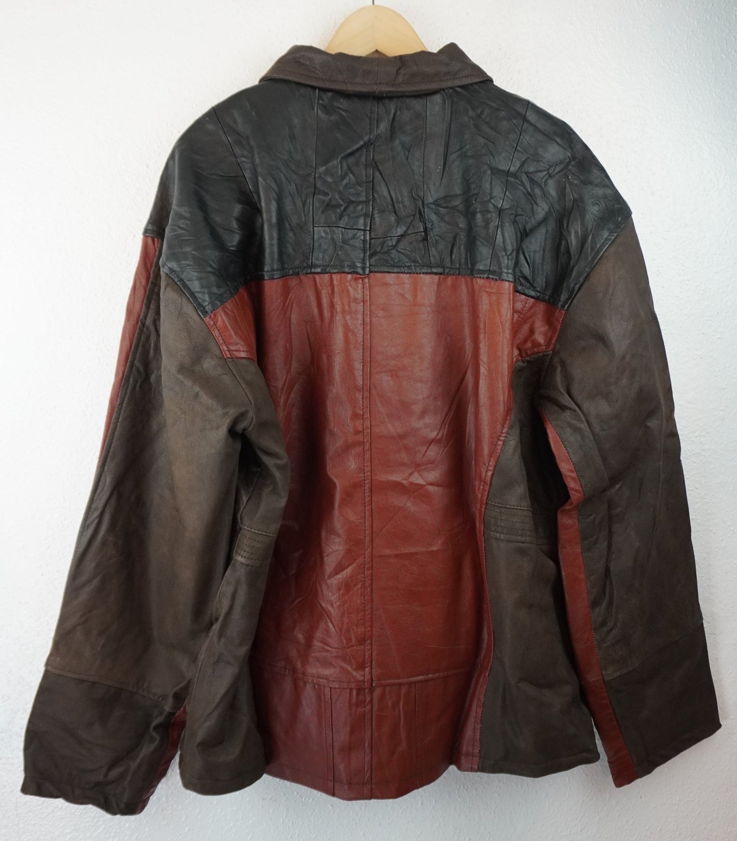 Leather Jacket Size XL Red Black Brown