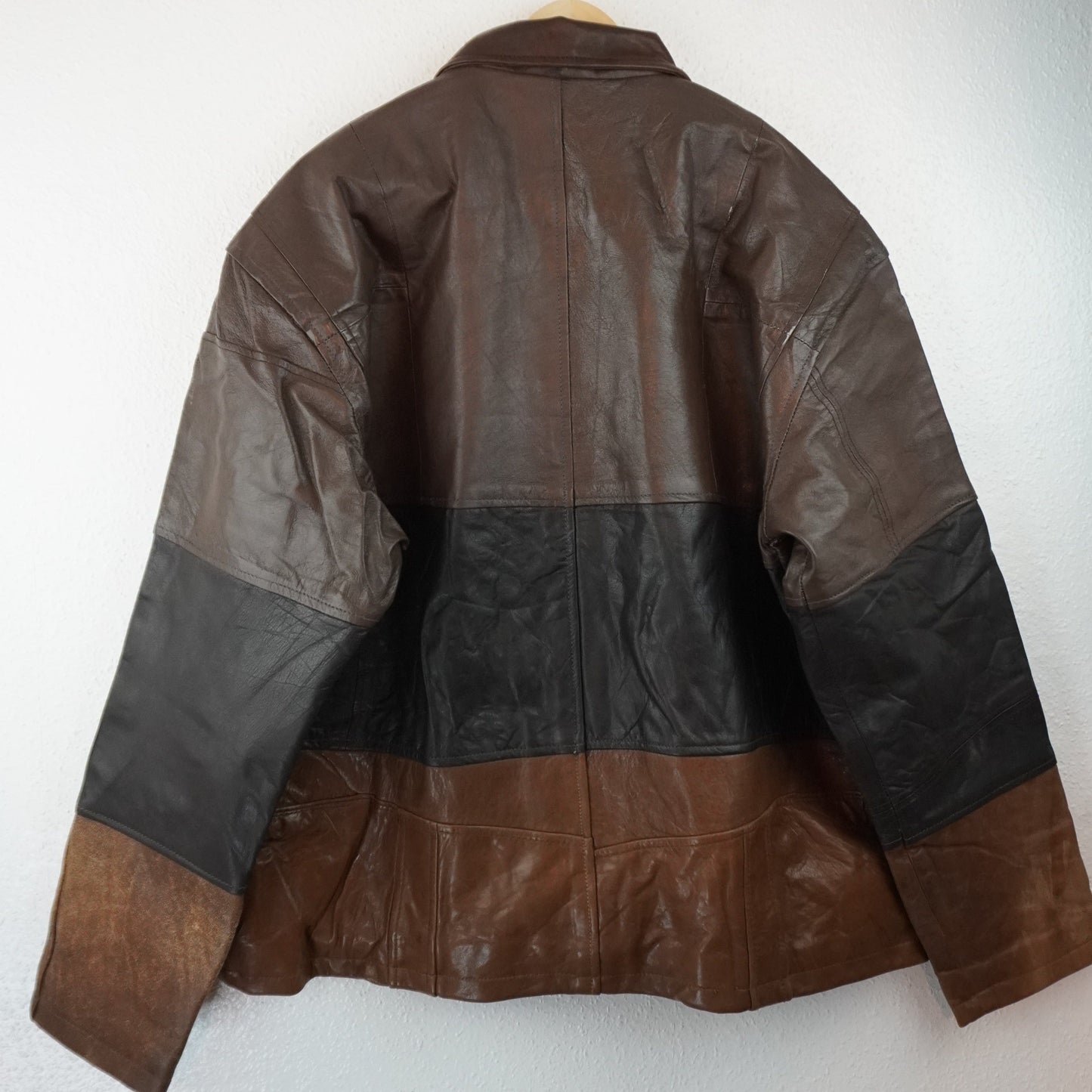 Leather Jacket Size L Brown Tan Black