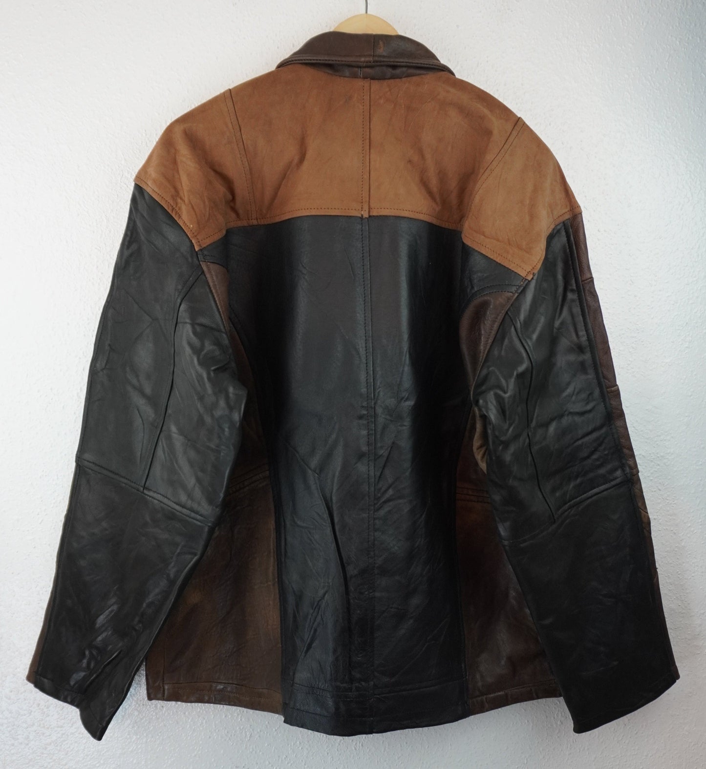 Leather Jacket Size L Brown Black Tan