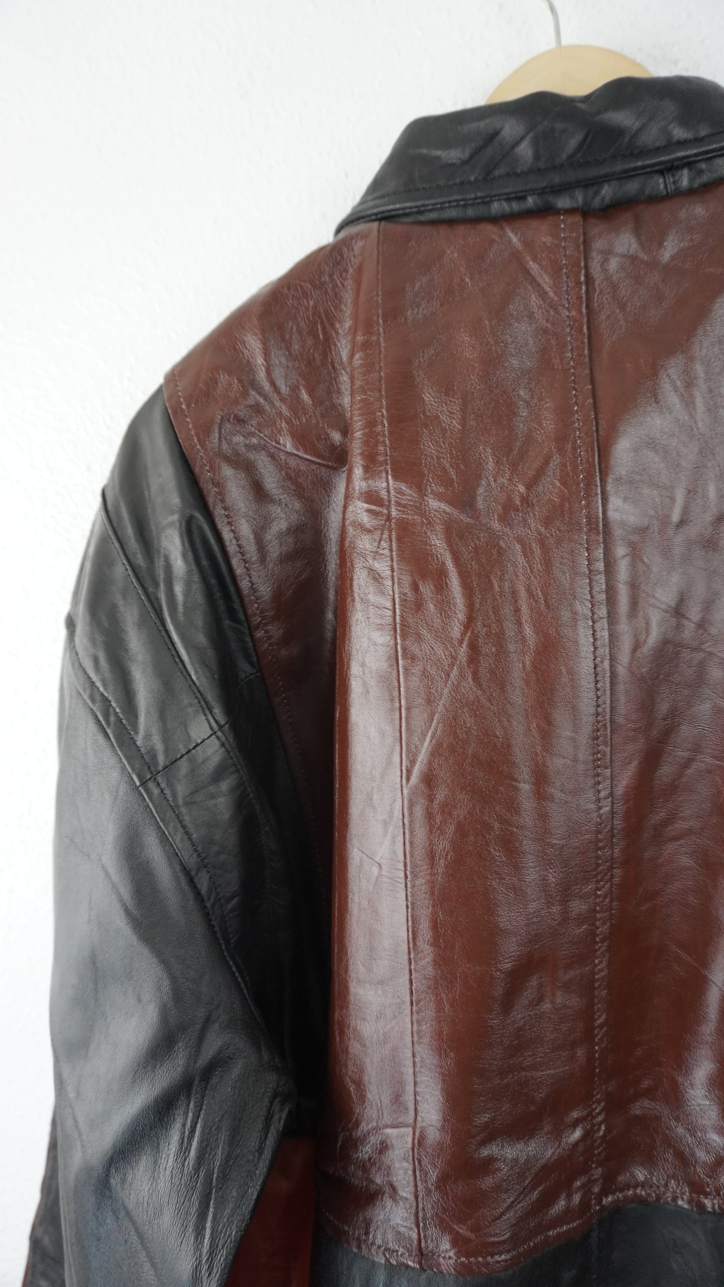 Leather Jacket Size XL Brown Black Orange