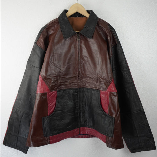 Leather Jacket Size XL Brown Red Black